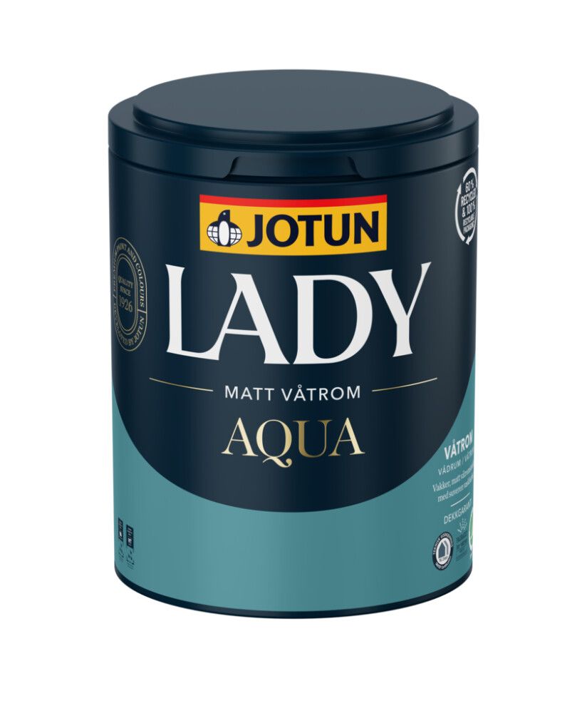 VEGGMALING JOTUN LADY AQUA MATT HVIT BASE 0,68 L