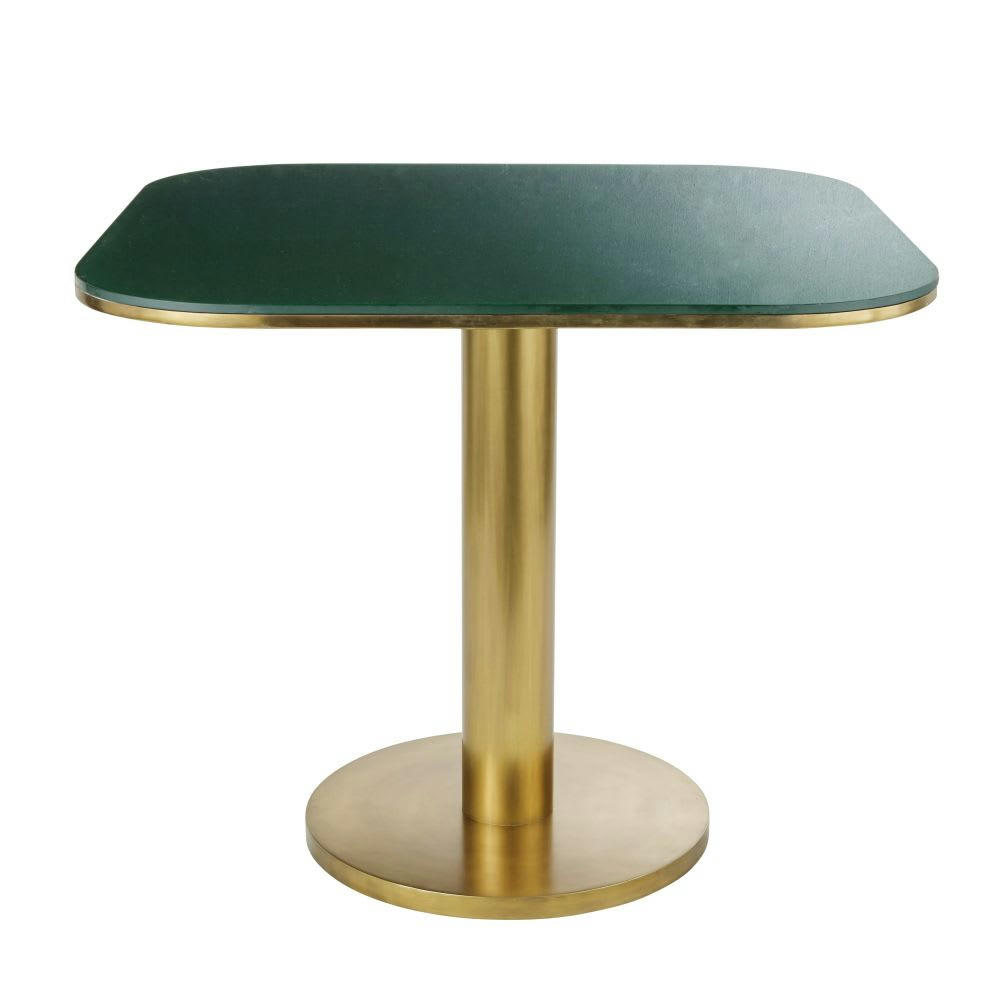 Blackly Business - Plateau de table en verre fumé vert 4 personnes L90