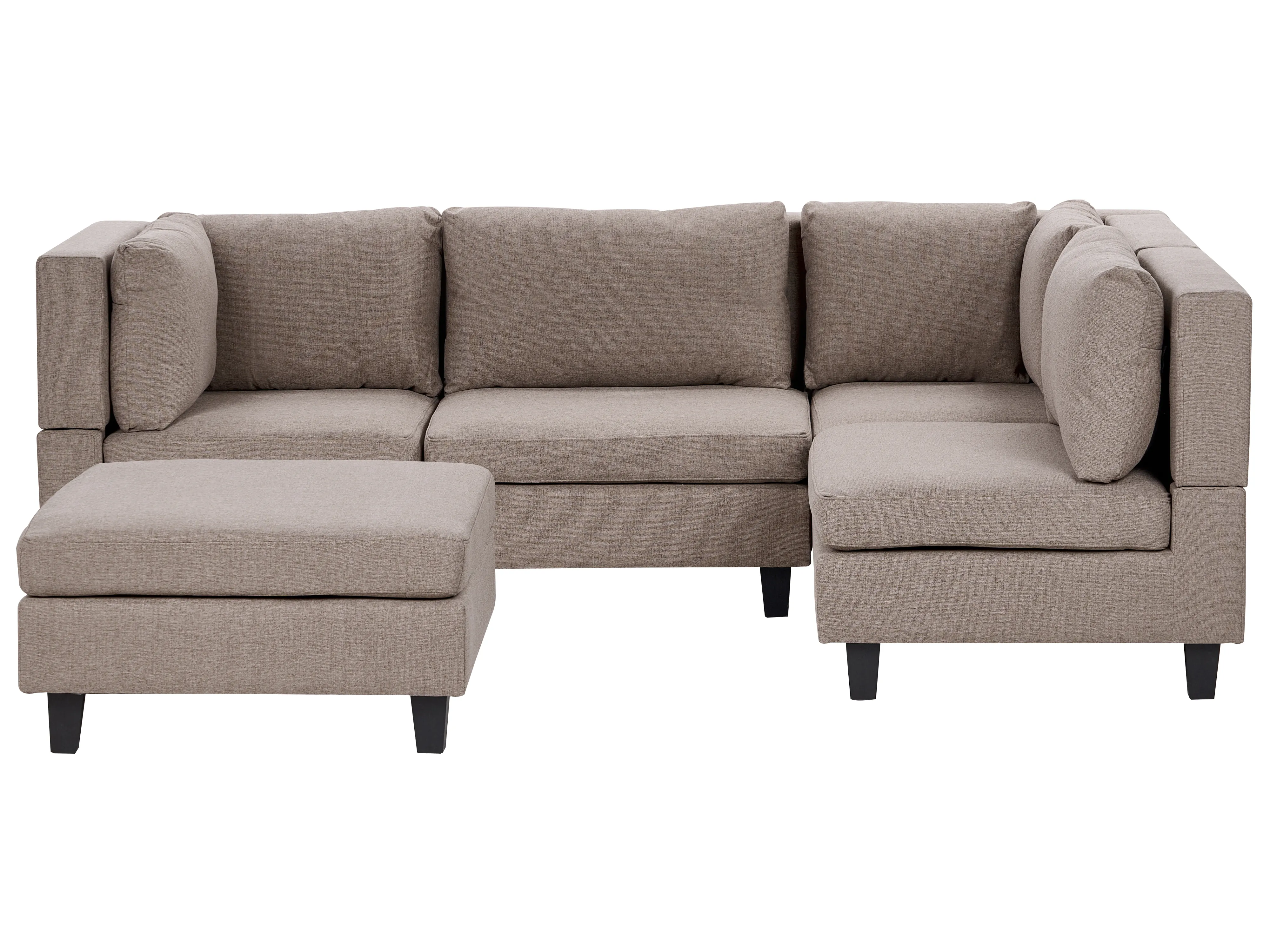Modular Corner Sofa 4 Seater UNSTAD Fabric Brown with Ottoman Left Hand
