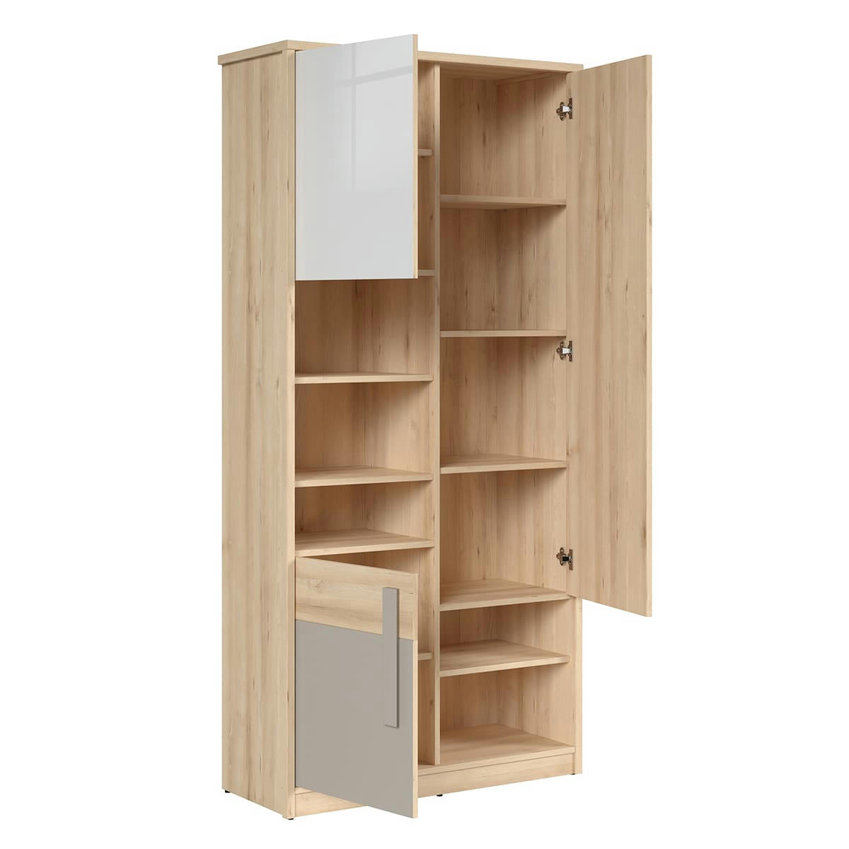 - Armoire 3 portes naturel gris et blanc