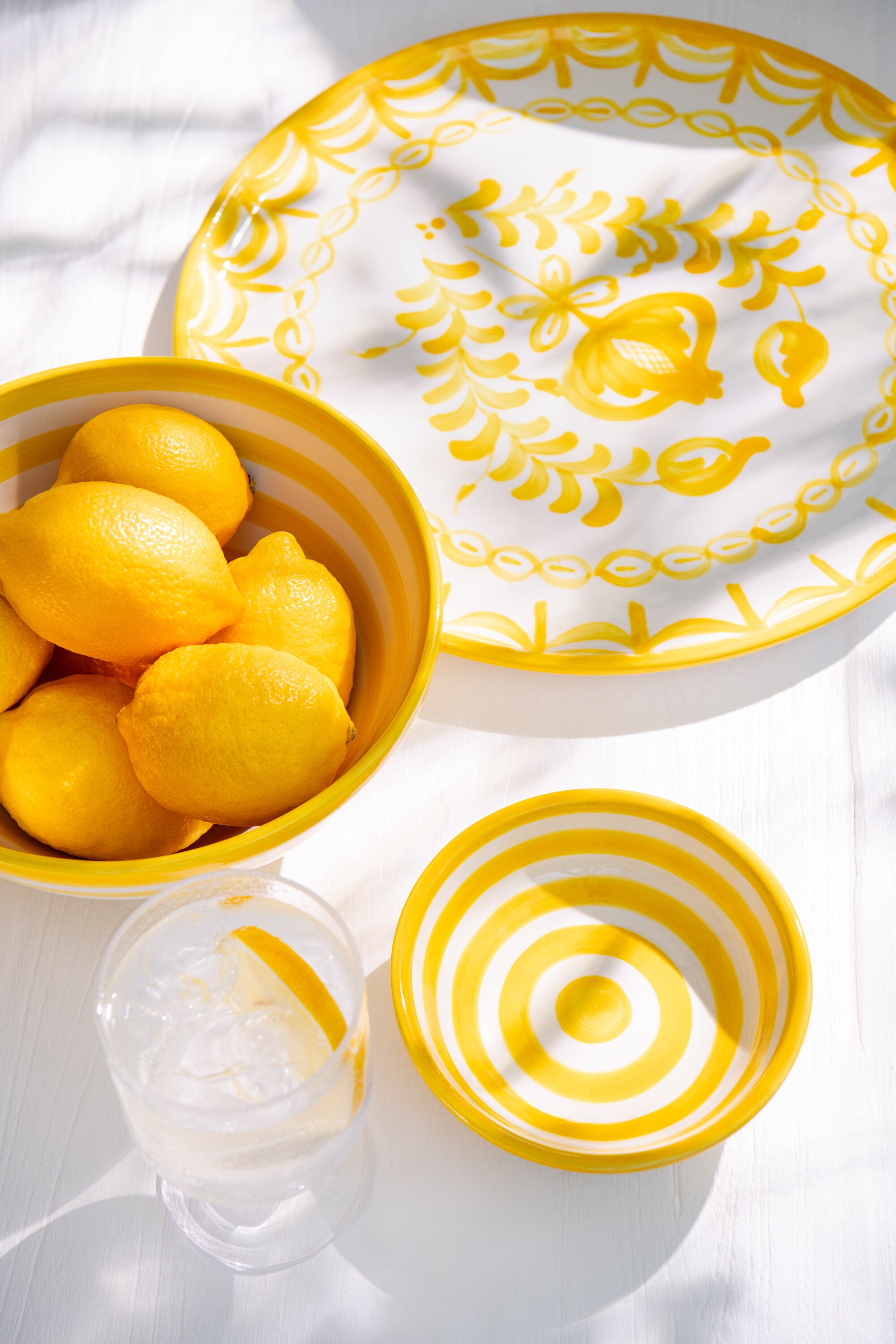 J-Line bord Granada - keramiek - wit geel