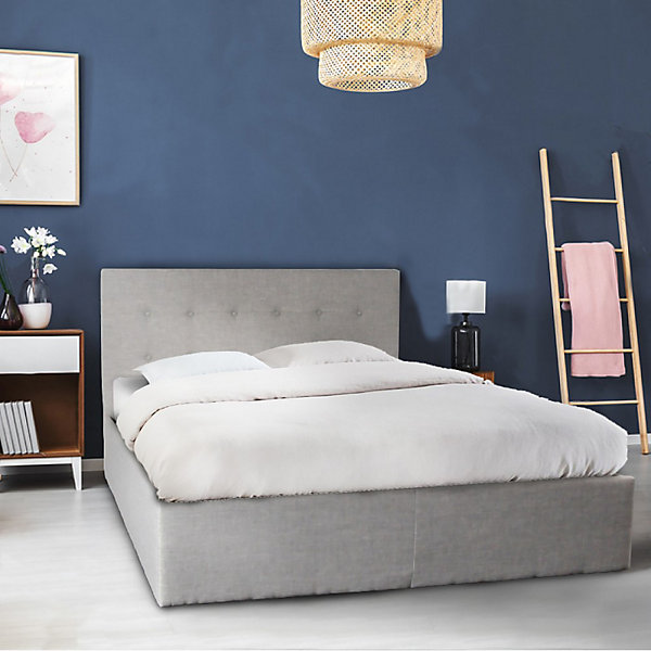 Lit coffre PARMA 160x200   1 sommier / Gris clair