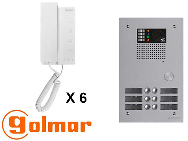 Kit interphone avec 6 combinés GOLMAR Collectif