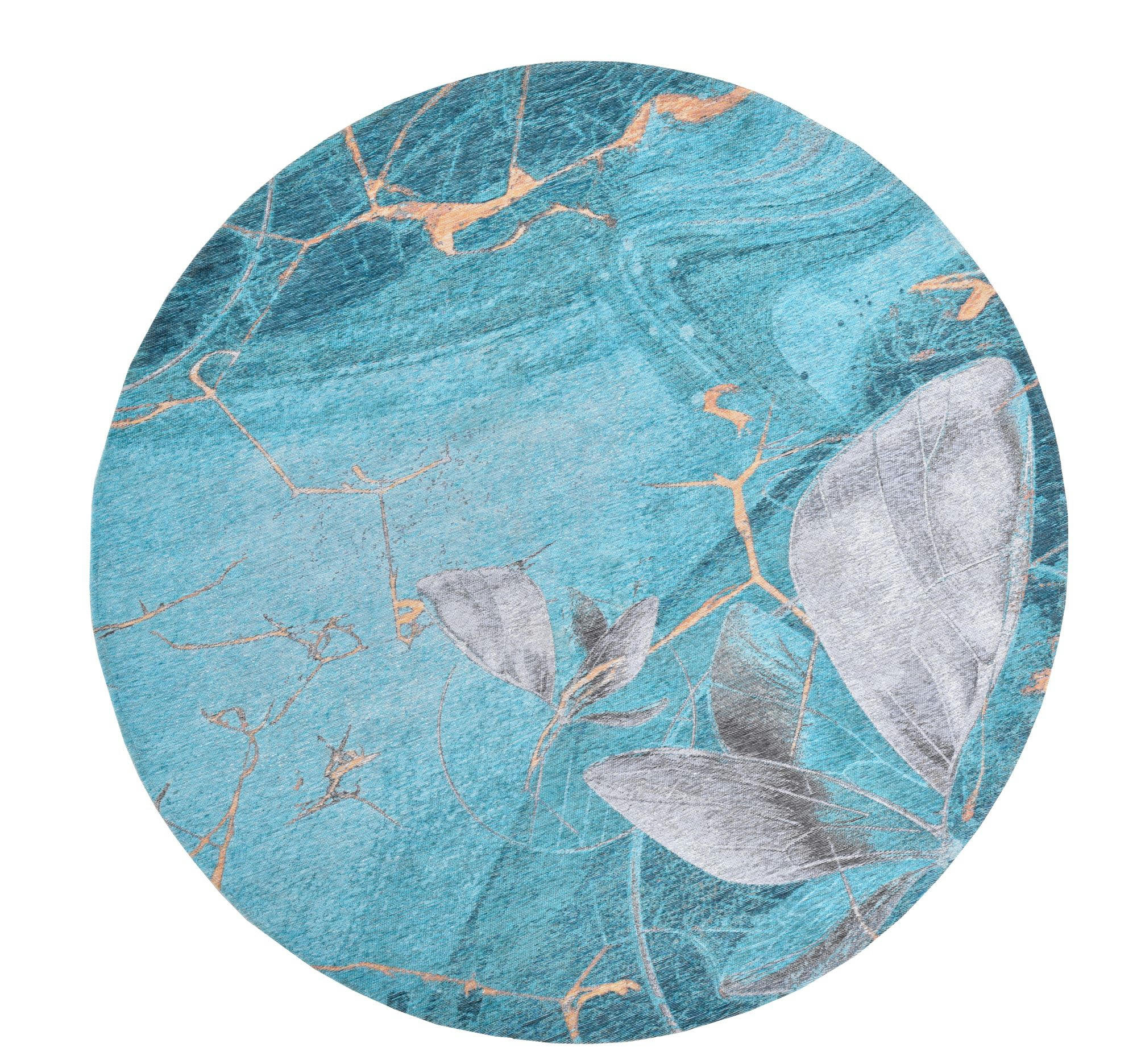 COSIMA - Tapis salon tissé plat - turquoise multi Diam 100 cm