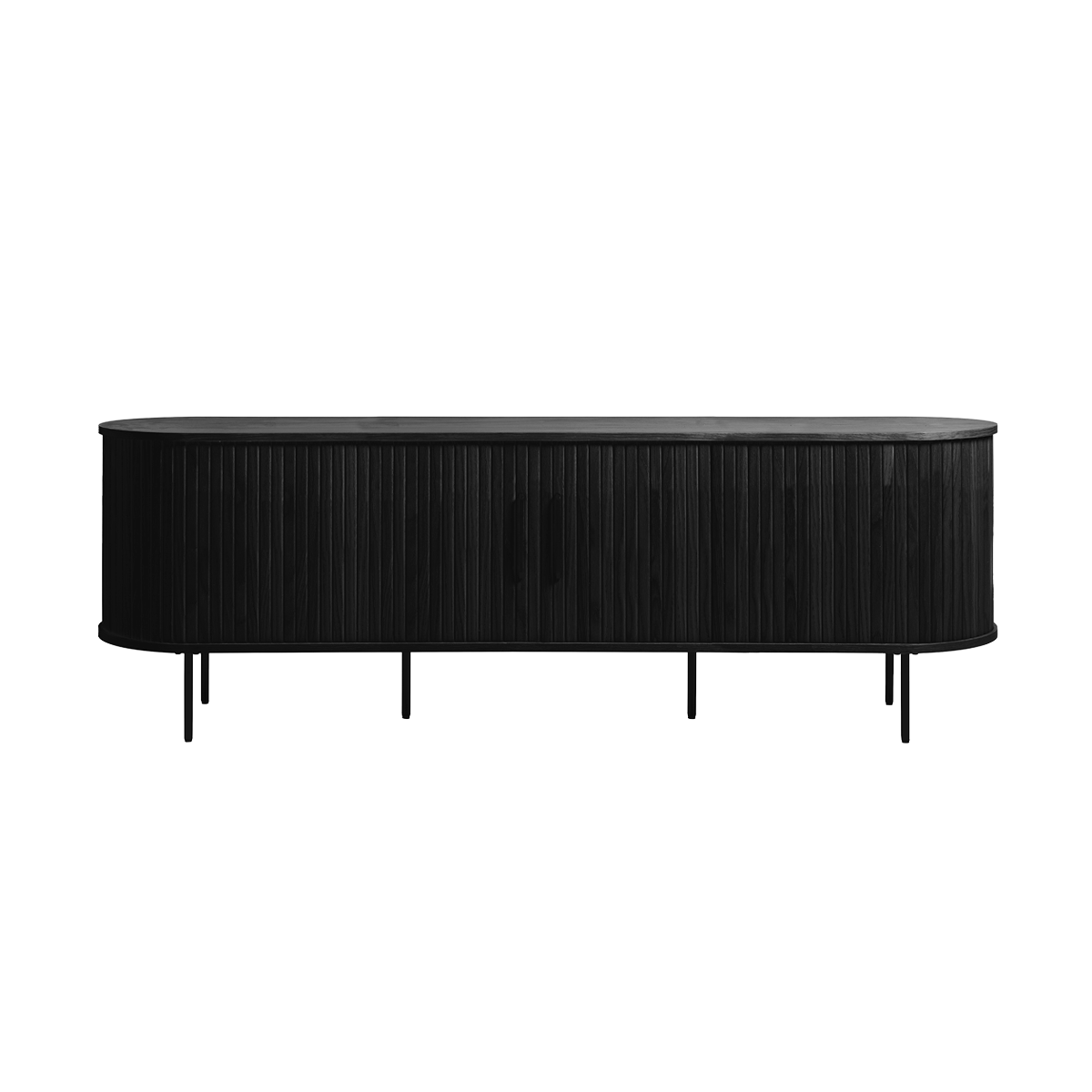 Olivine Lenn TV meubel Zwart - Hout - Zwarte Poten - B 180 cm