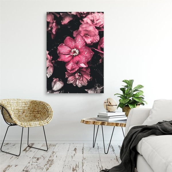 Feeby Obraz na płótnie Różowe kwiaty na ciemnym tle 40x60