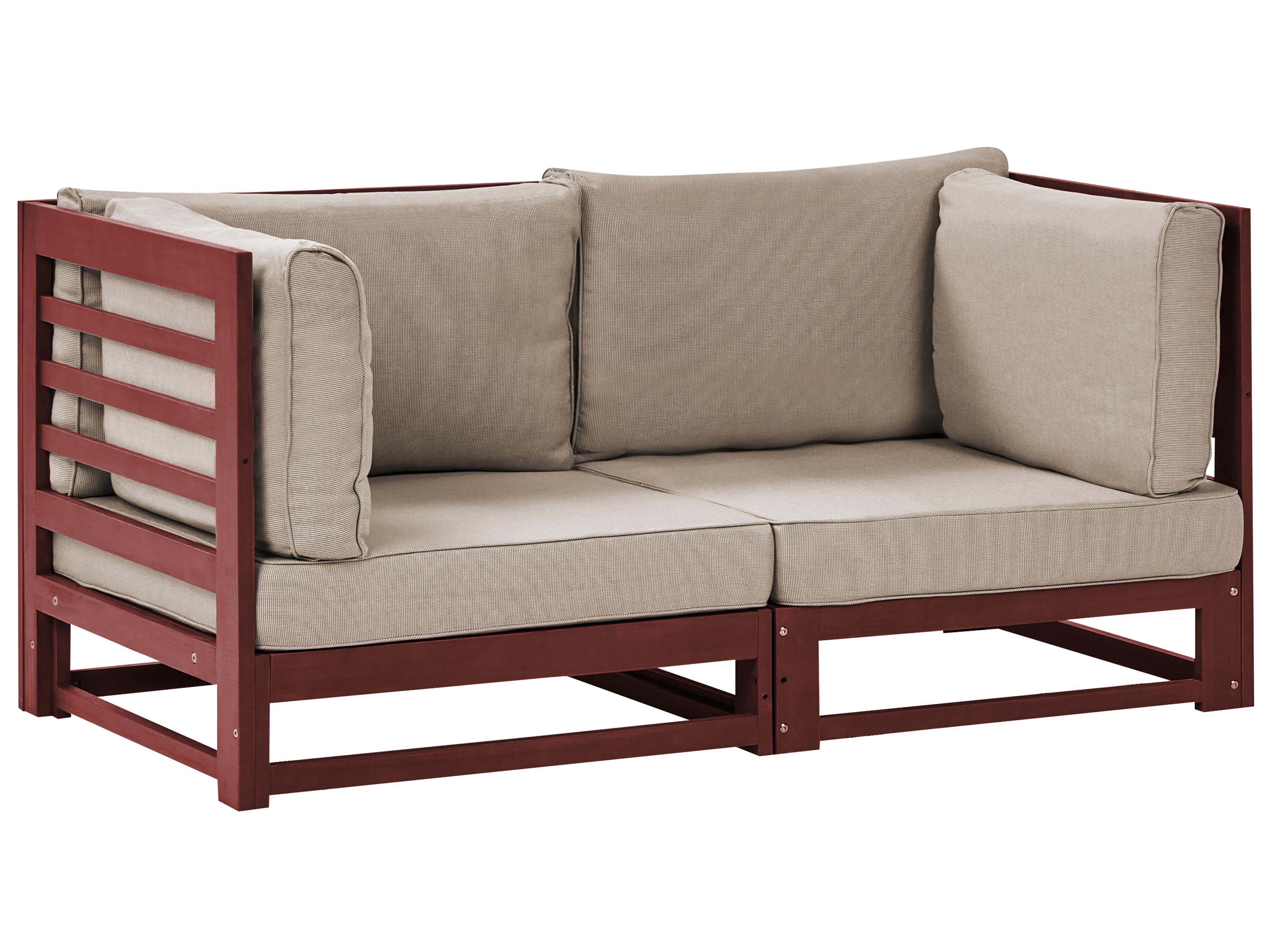 Garden Sofa 2 Seater TRANI Modular Acacia Wood Dark Red
