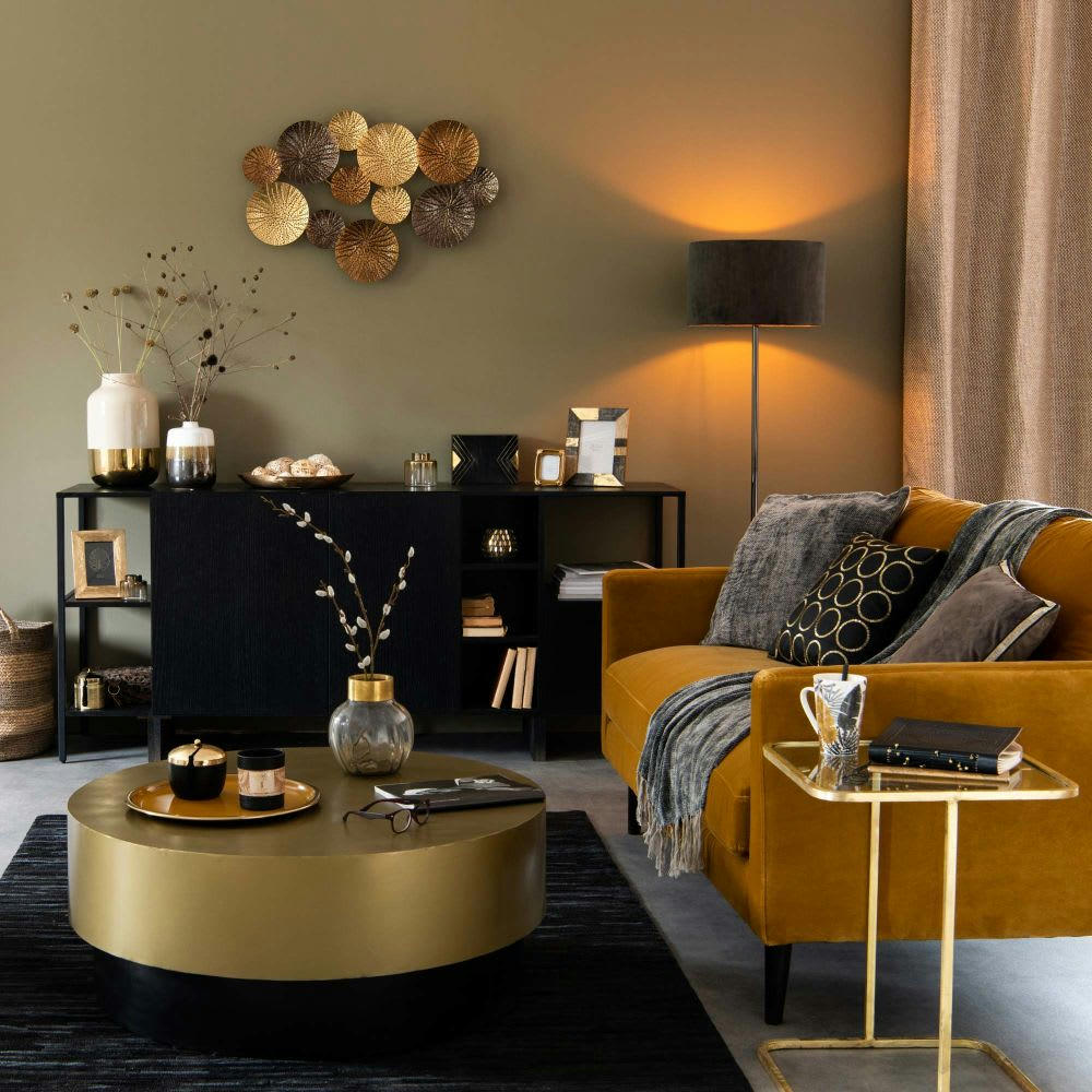 MAHINA - Déco murale en métal doré 79x51