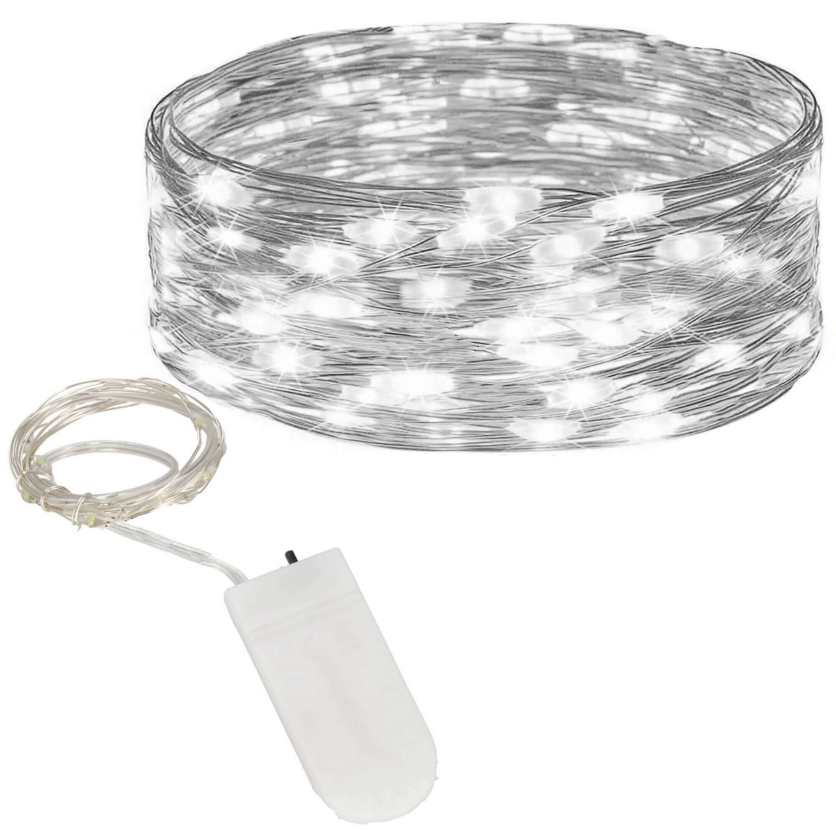 Lampki choinkowe 20 LED druciki mikro na baterie biały zimny