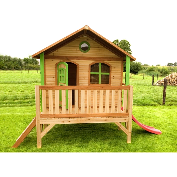 Kinderspielhaus »Stef«, BxHxT: 349 x 233 x 212 cm, Holz, braun/grün/rot