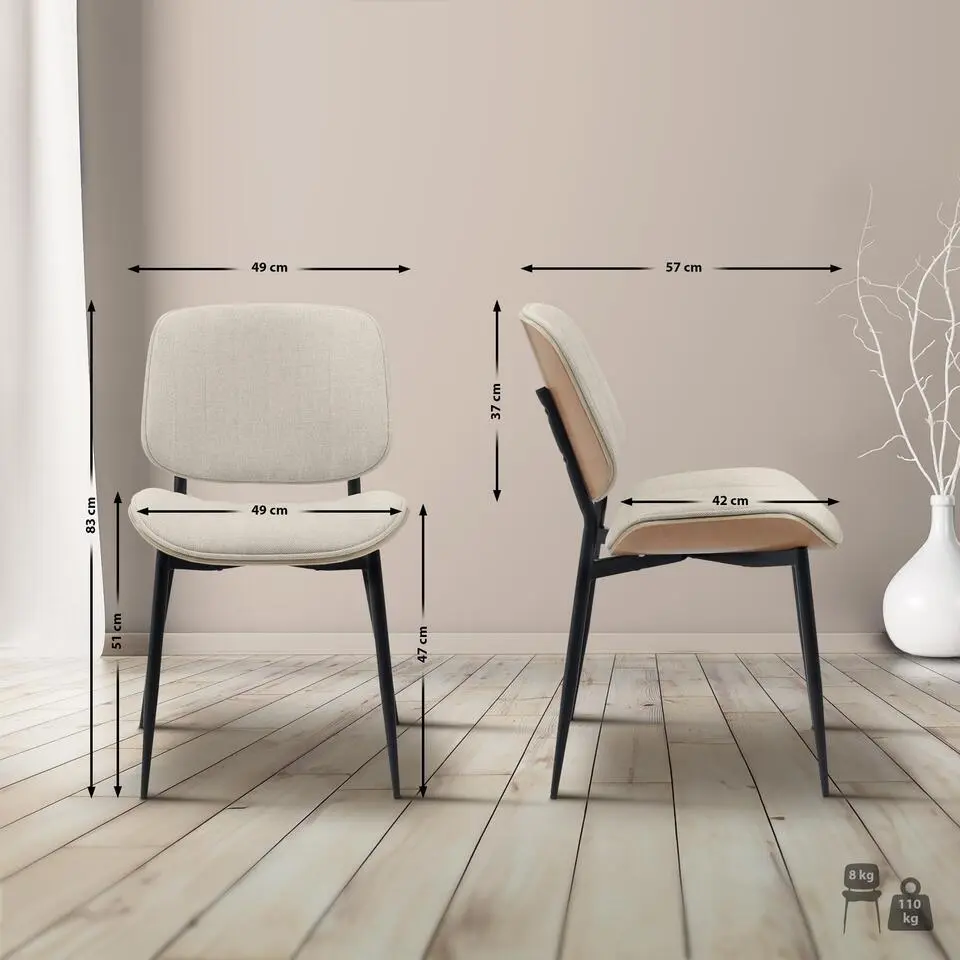 CLP Eetkamerstoel Tiffin Stof - natura/creme