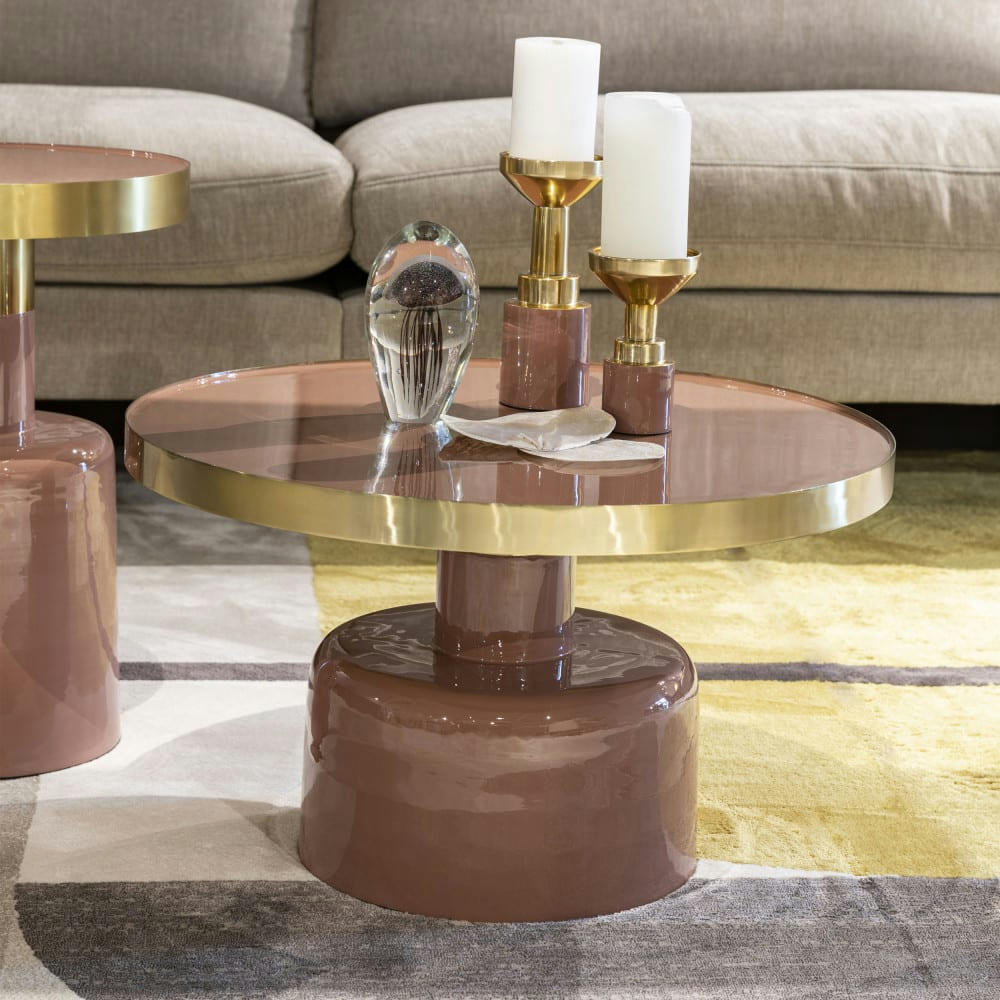 GLAM - Table basse design en métal D60cm rose