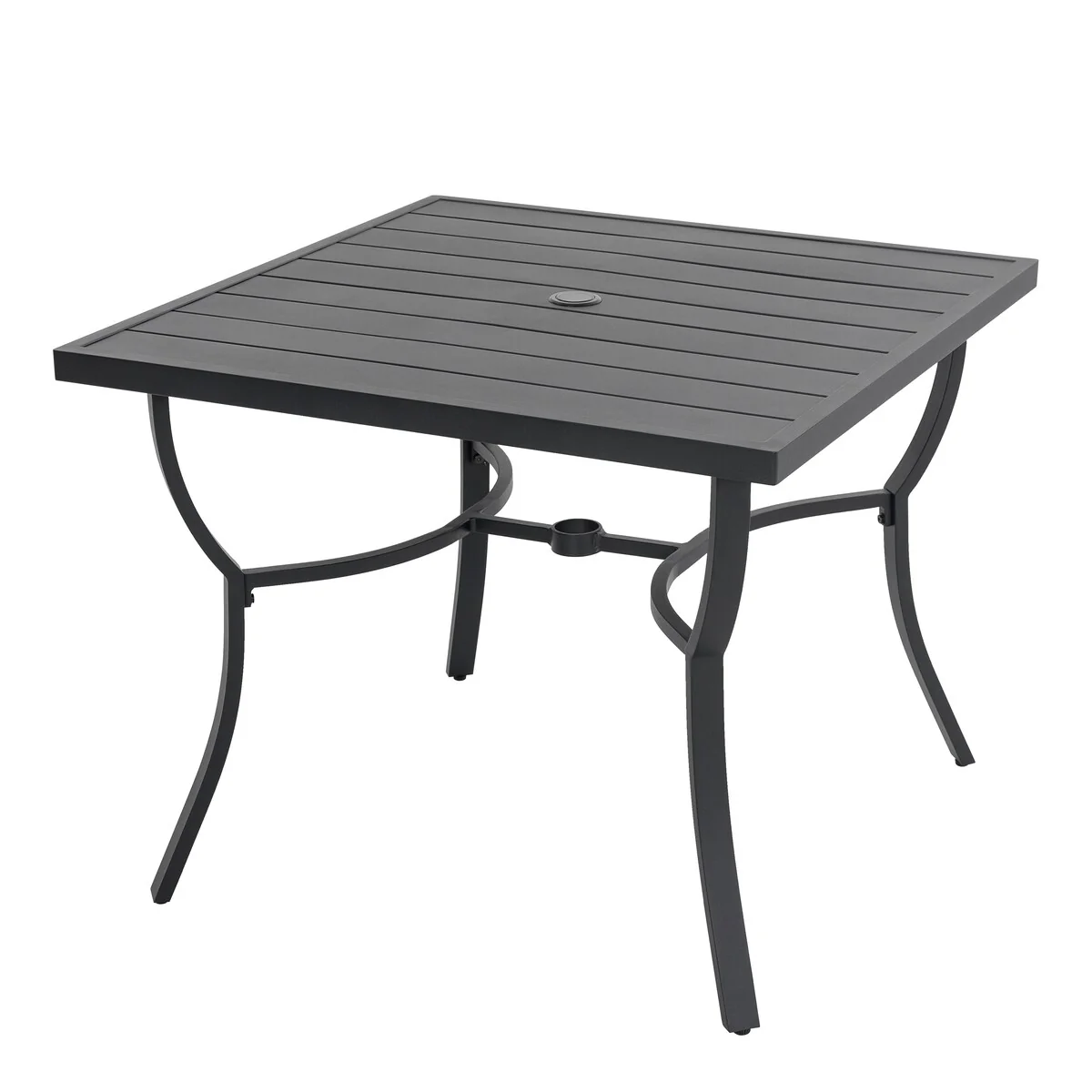 Patio 36 in. Aluminum Dining Table for 4, 1.97’’ Umbrella Hole, Black