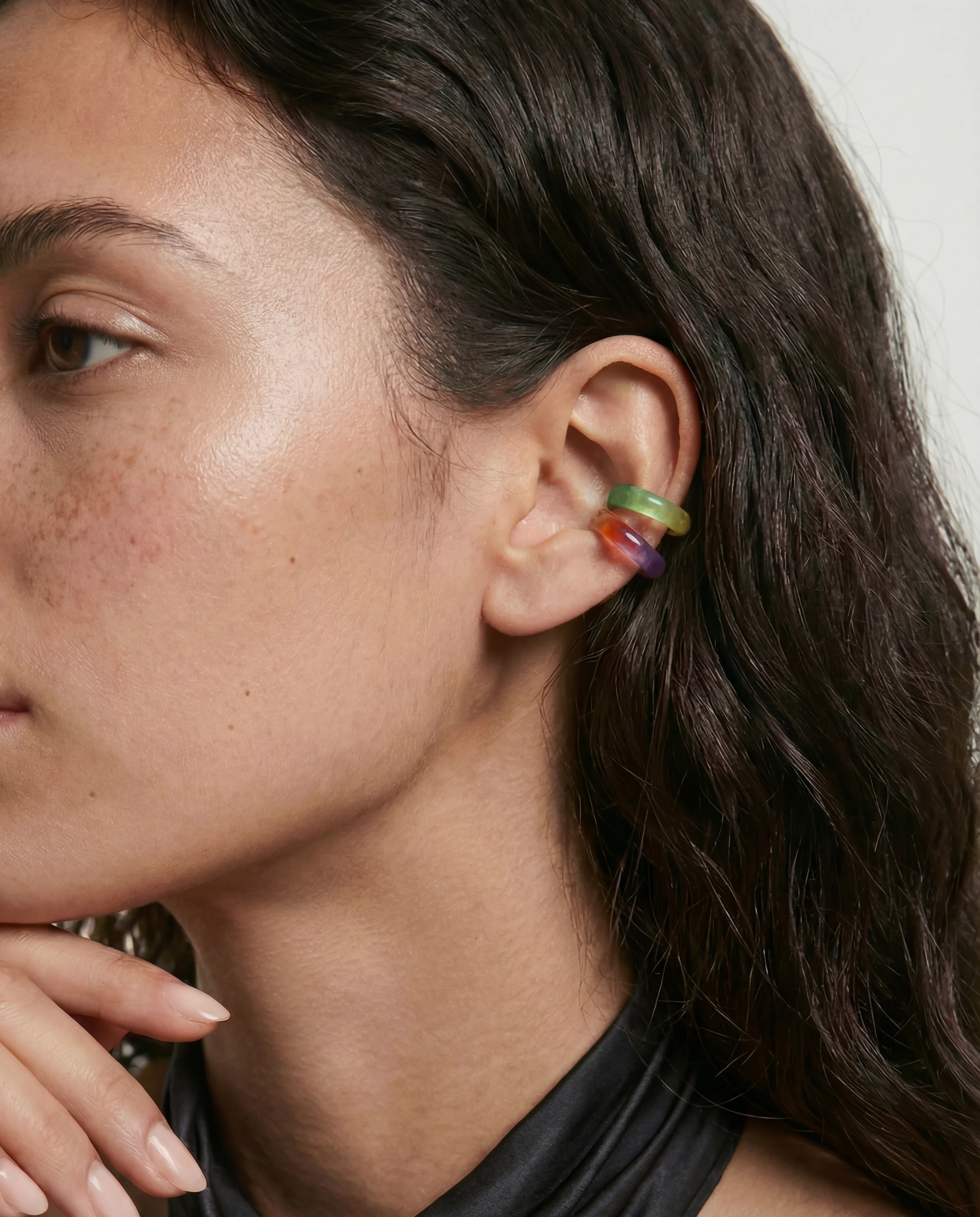 Abby — Single Jade Cuff Earring in Multicolor