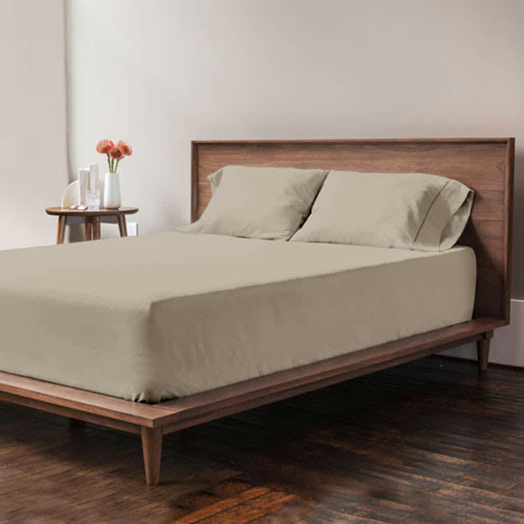 - Drap housse grand bonnet microfibre Beige Foncé 180x200cm