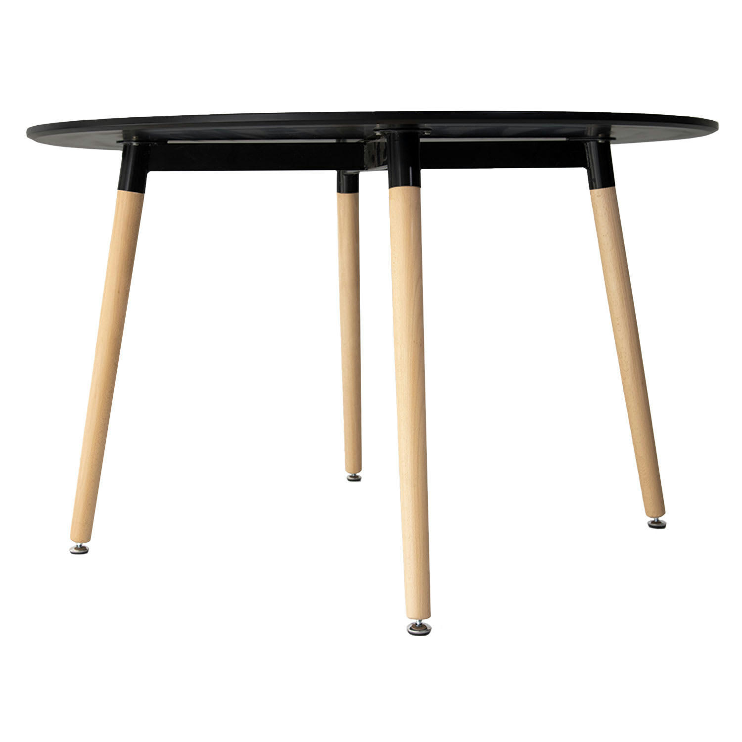 MARTHA - Table à manger ronde style scandinave noire et bois de hêtre