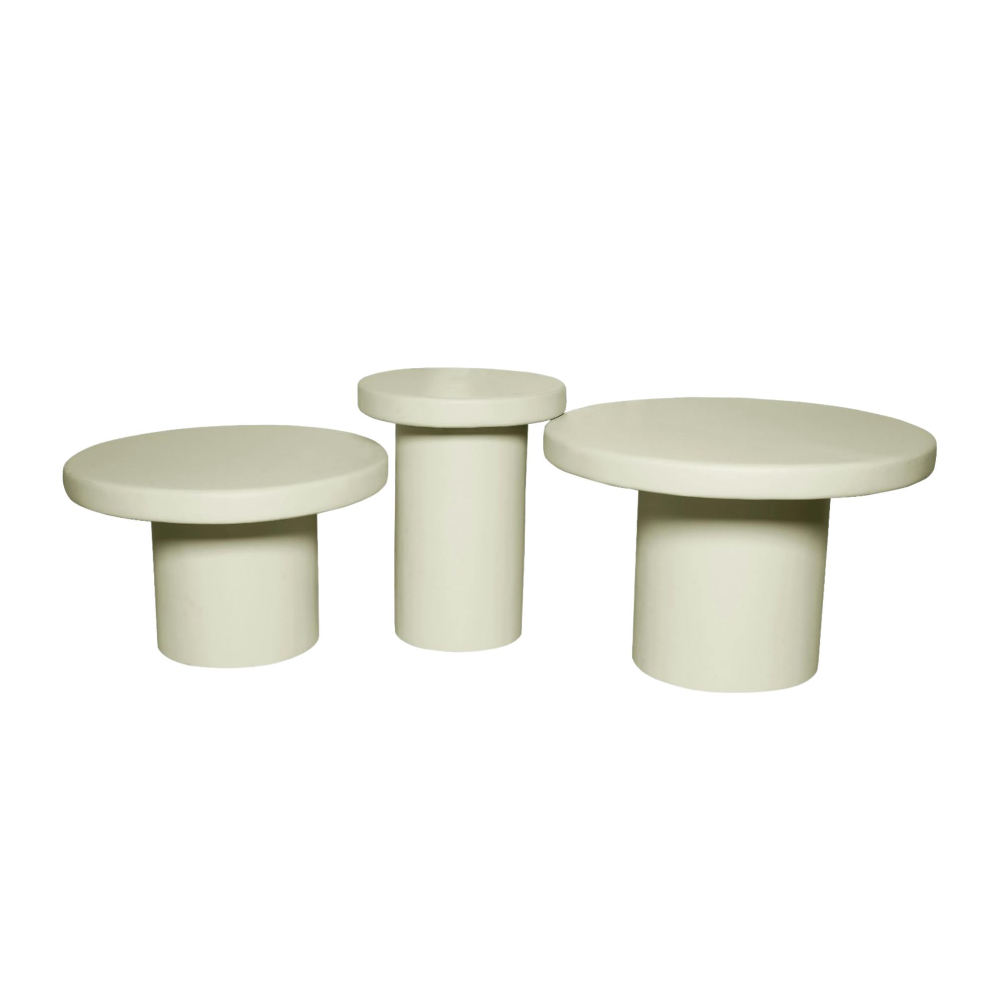 Table basse gigogne ronde bois sable à plateau épais (lot de 3) ALMA