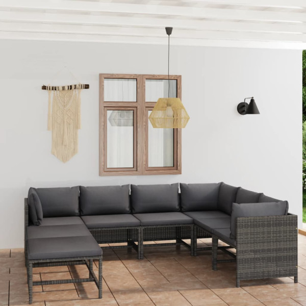 Zestaw wypoczynkowy do ogrodu Szary Technorattan 3x sofa narożna   3x