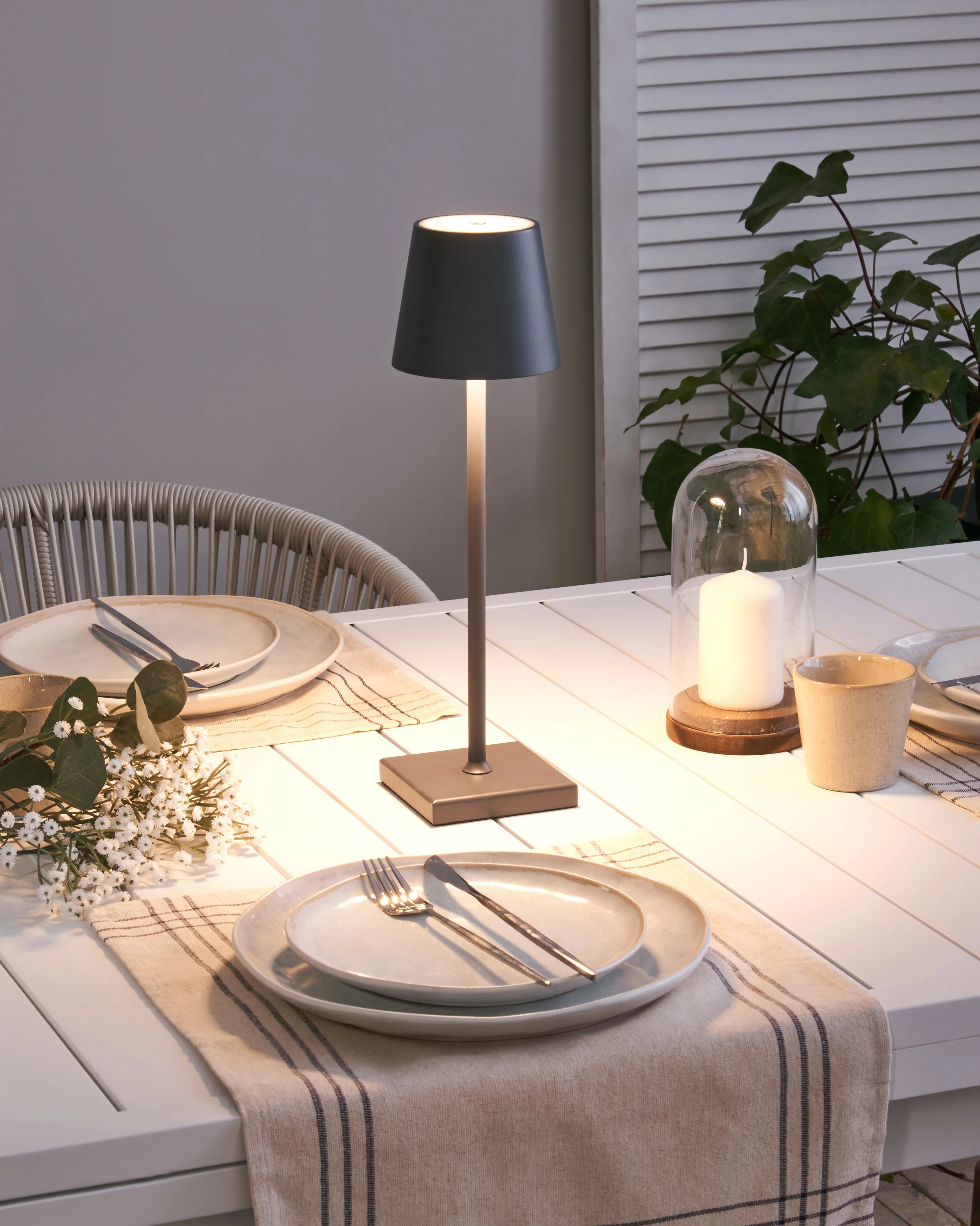 Wireless LED Table Lamp BACEIRO with Dimmer Metal Dark Grey