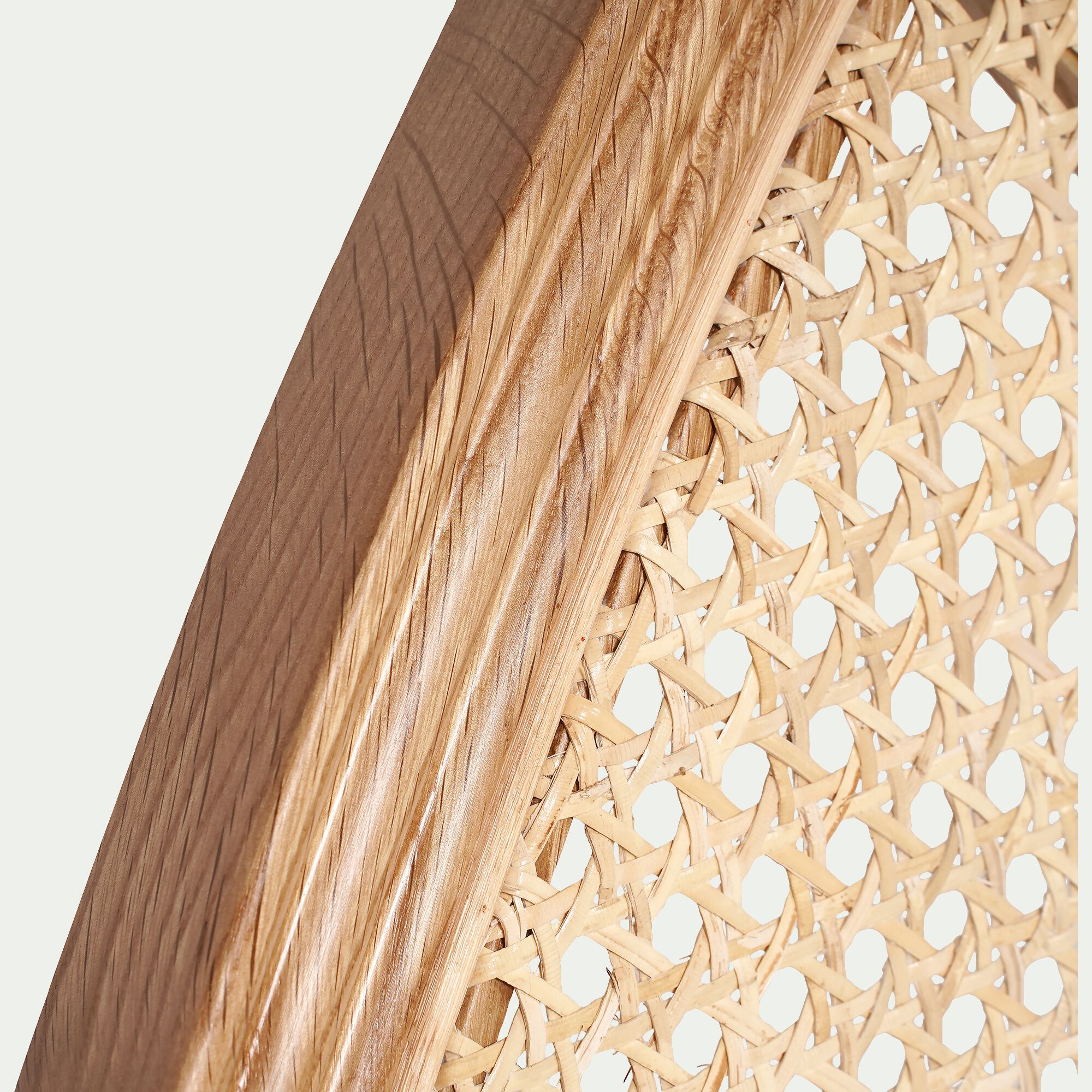 ABELLE - Tête de lit ronde en chêne et rotin L170cm - bois clair