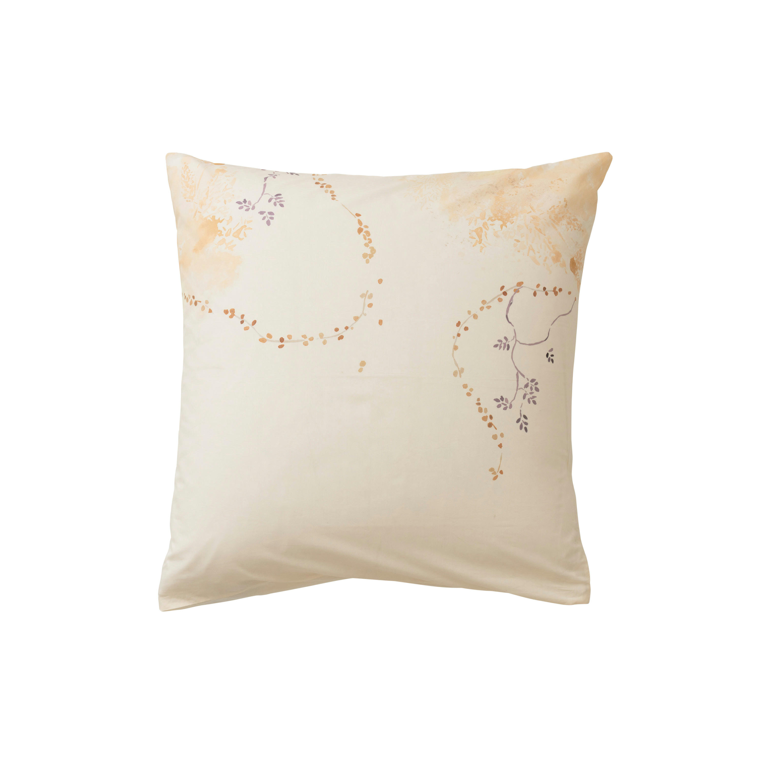 BLOOMART - Taie d'oreiller carrée percale de coton imprimé beige 64 x 64 cm