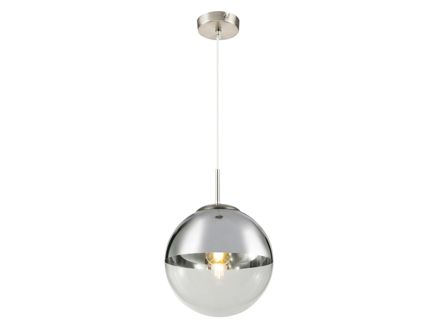 Lampa wisząca Varus szklana srebrna