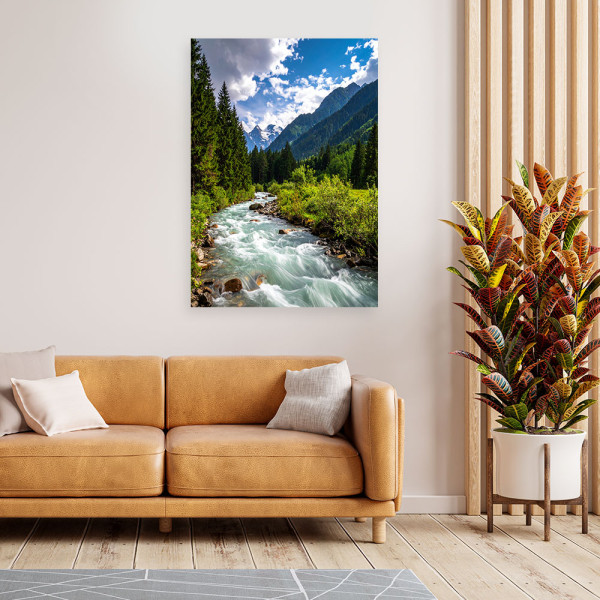 Obraz do salonu sypialni biura, Pejzaż górski potok natura 20x30