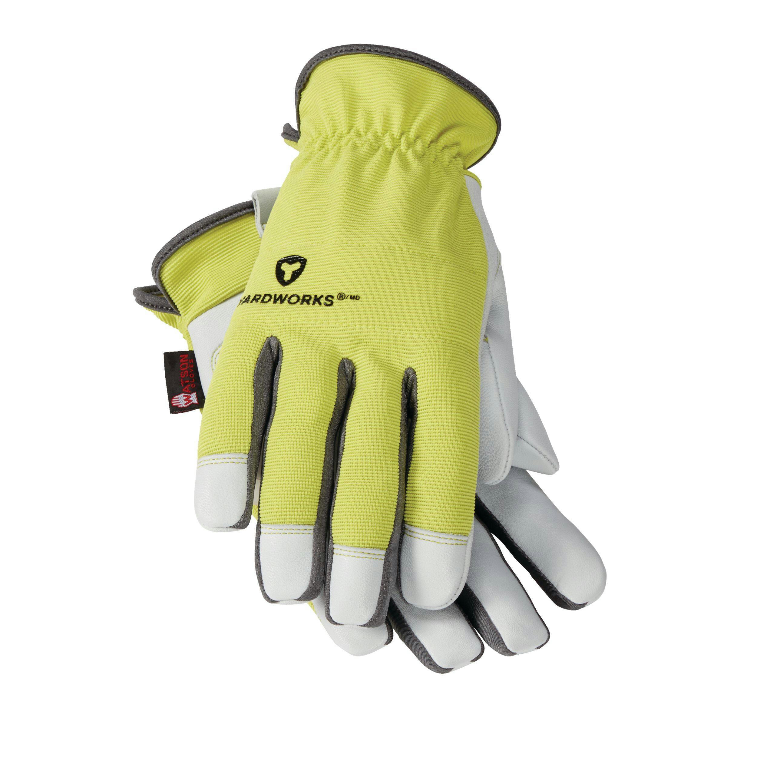 Yardworks WasteNot™ Recycled Fibre GoatskinLeather Men's Gardening Gloves, Large, Green