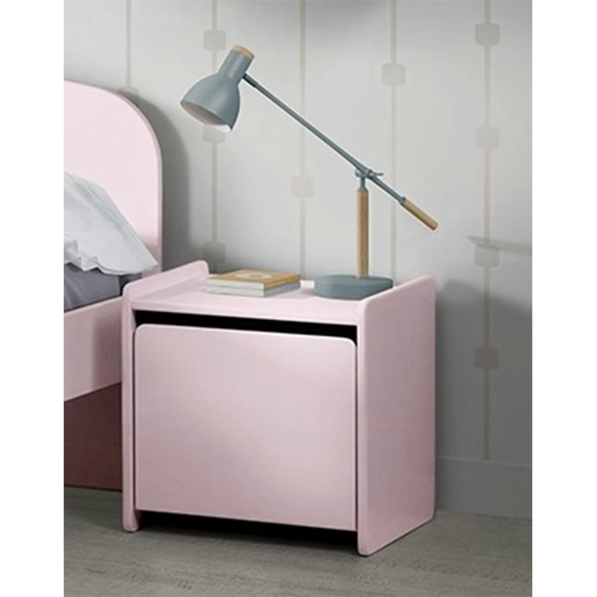 KIDDY - Table de chevet 1 porte vieux rose