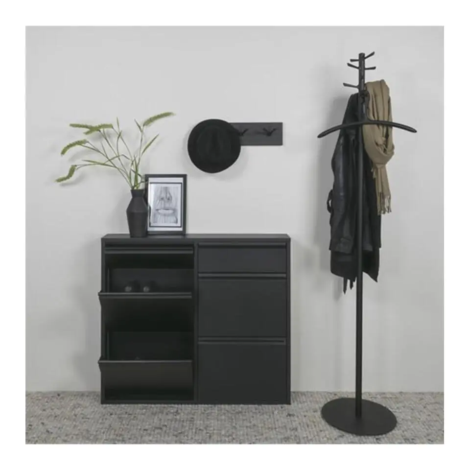 Redin Design Pippen industrieel schoenenkast 6 lade zwart - 15x98x86 cm