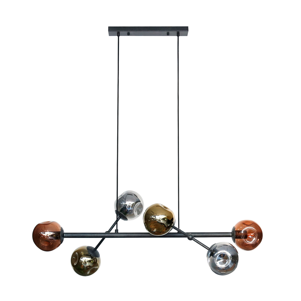 Giga Meubel Hanglamp Molecule Mix - Zwart - 6-Lichts - 150x110x40cm