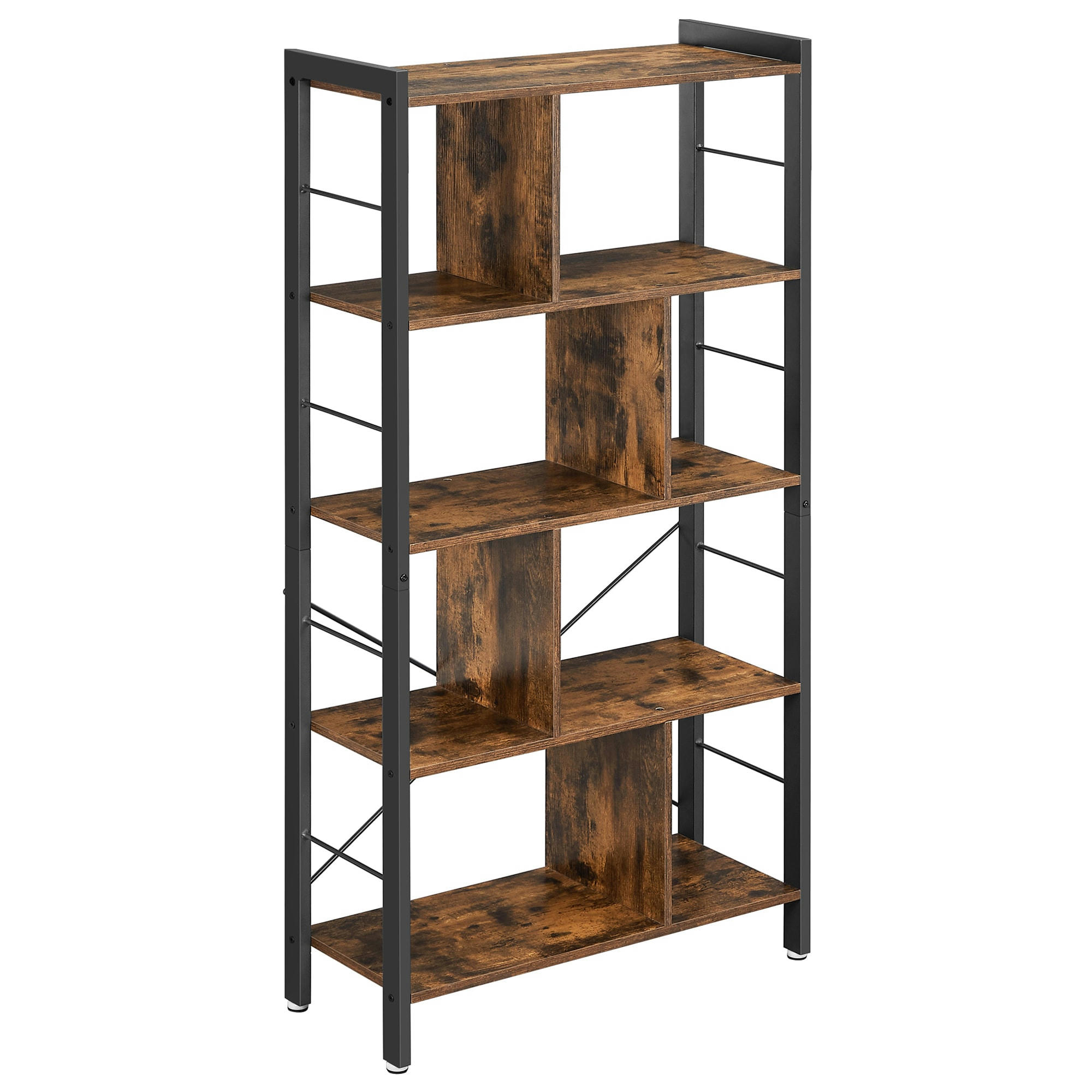 - Bibliothèque style industriel effet bois marron rustique
