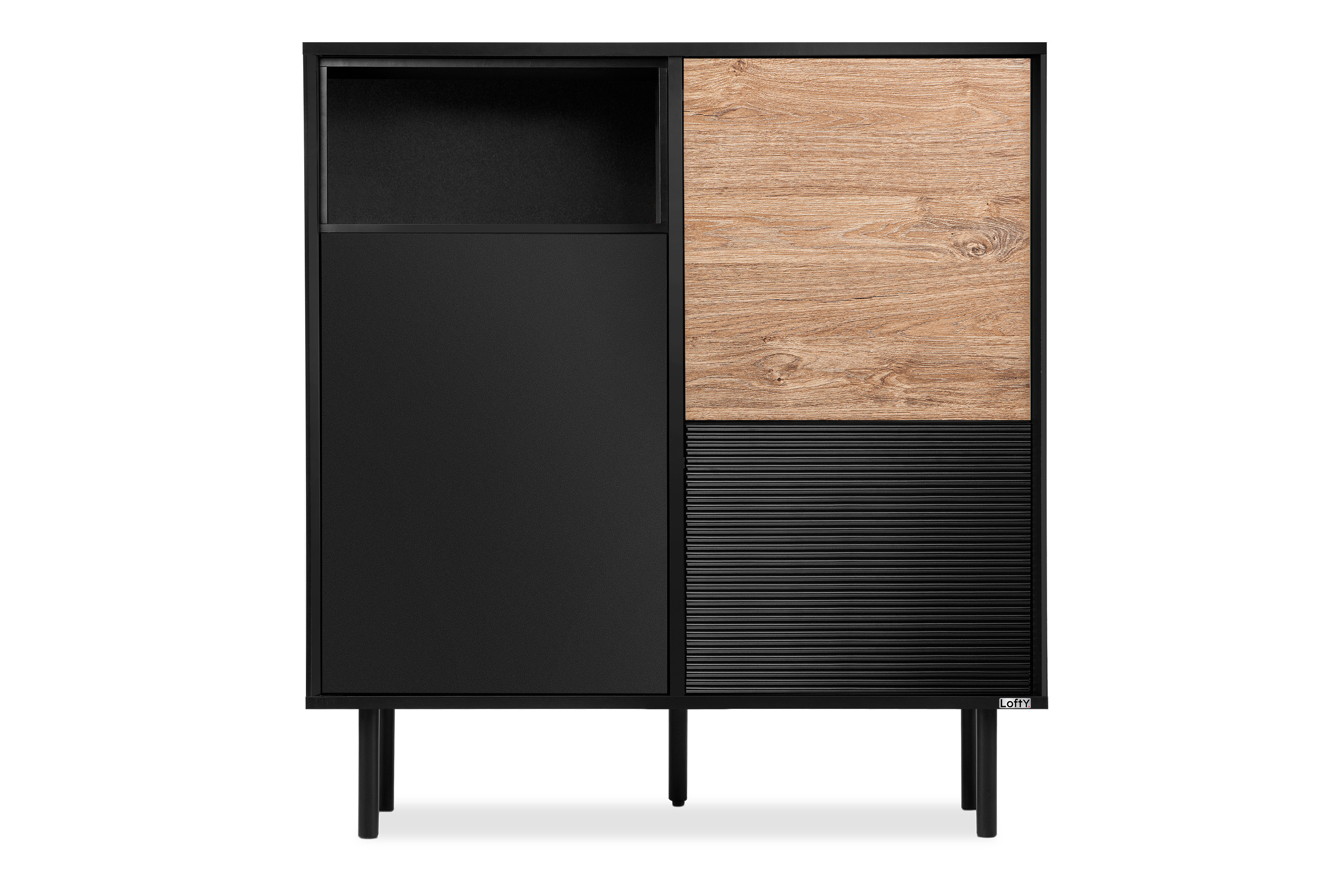 KONSIMO LOFTY Komoda w stylu loft na czarnych drewnianych nogach