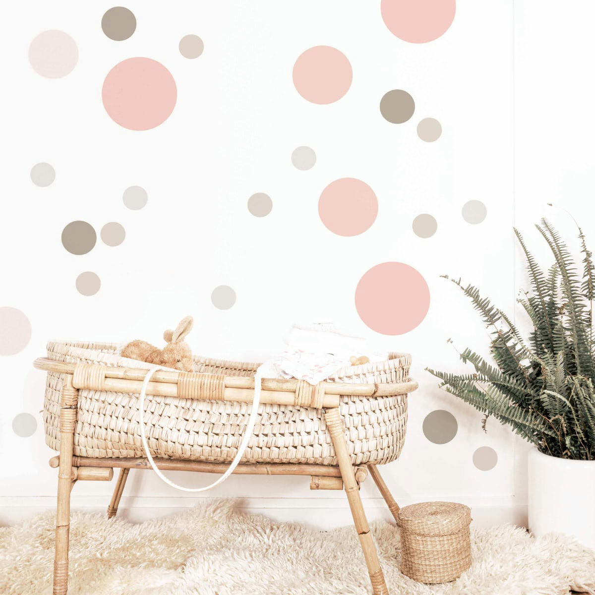 CIRCLES1 - Stickers mureaux en vinyle rondes mix rose et gris tourterelle