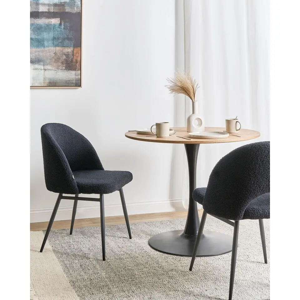 ONAGA - Eetkamerstoel set van 2 - Zwart - Boucl&eacute;
