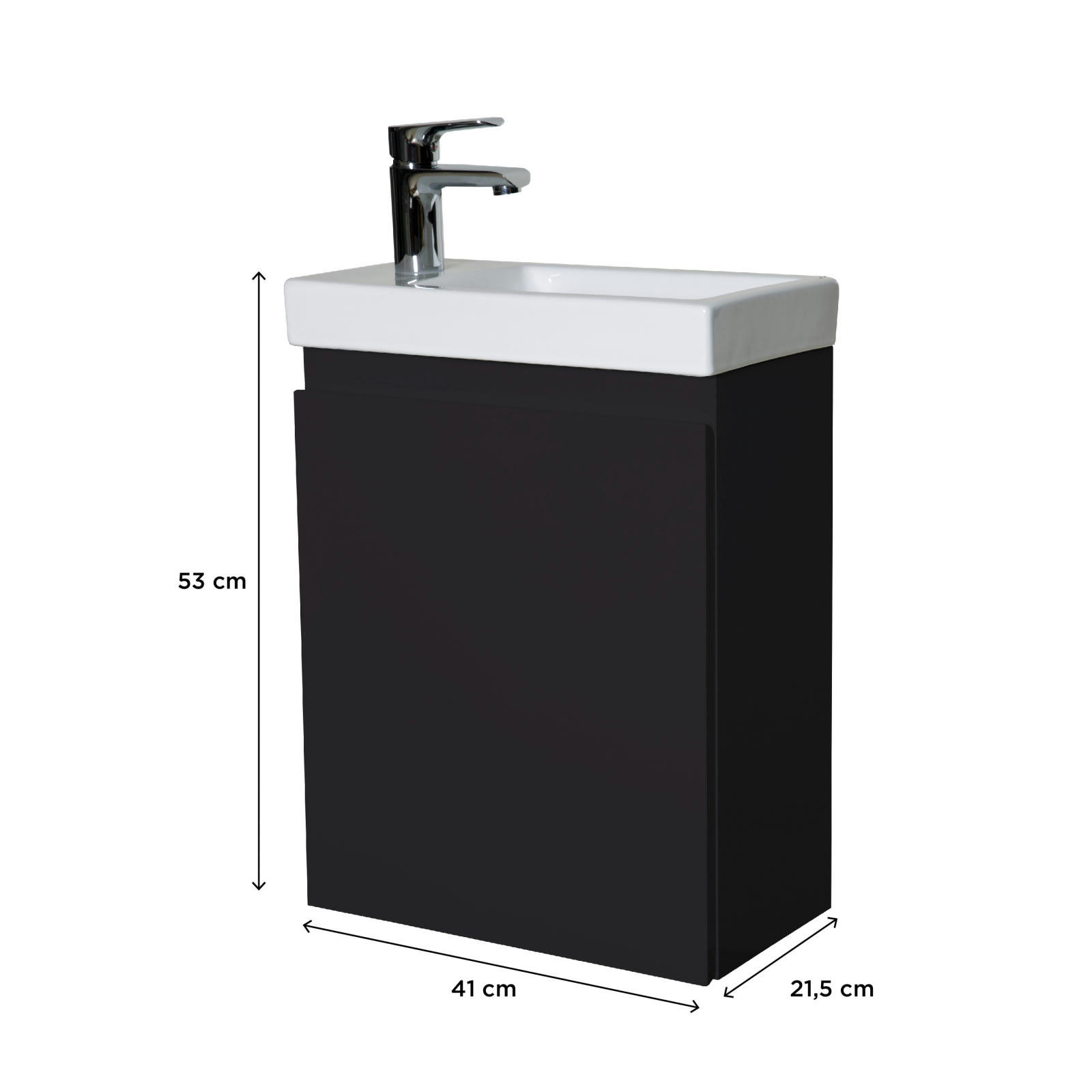 LISA - Meuble lave-mains  noir + robinet noir