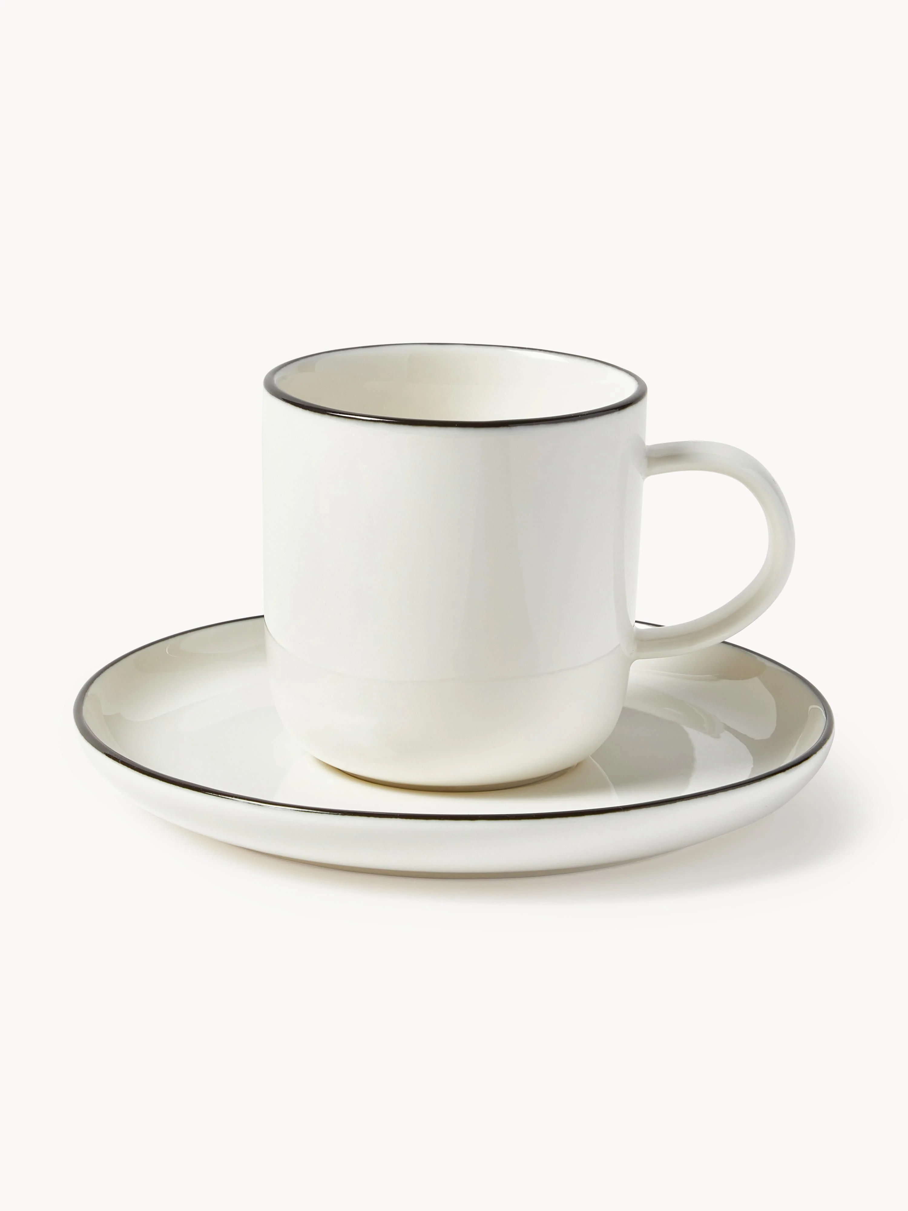 Porzellan-Kaffeetassen Facile mit Untertassen, 2er-Set