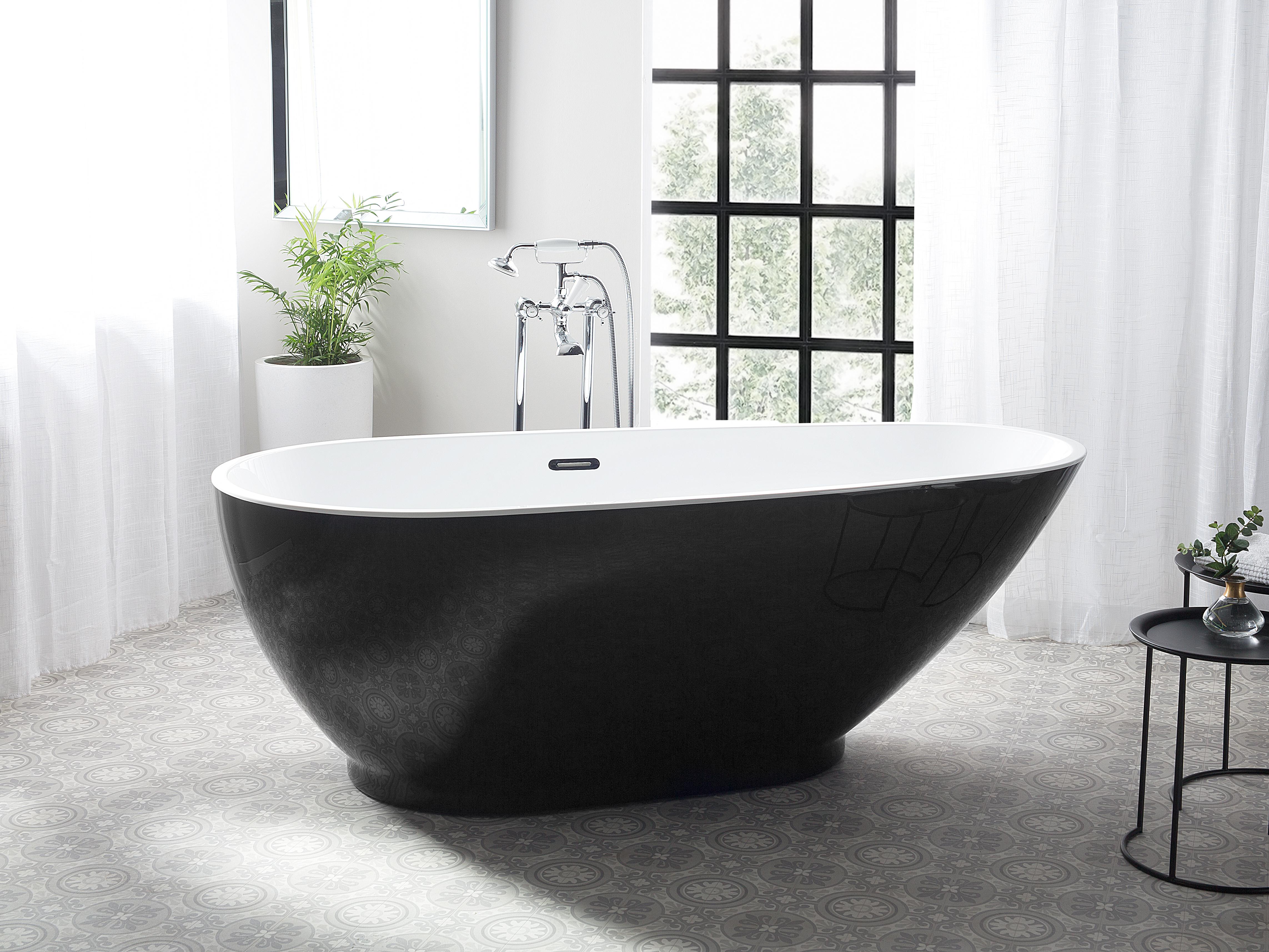 Freestanding Bathtub GUIANA 1730 x 820 mm Black/ White