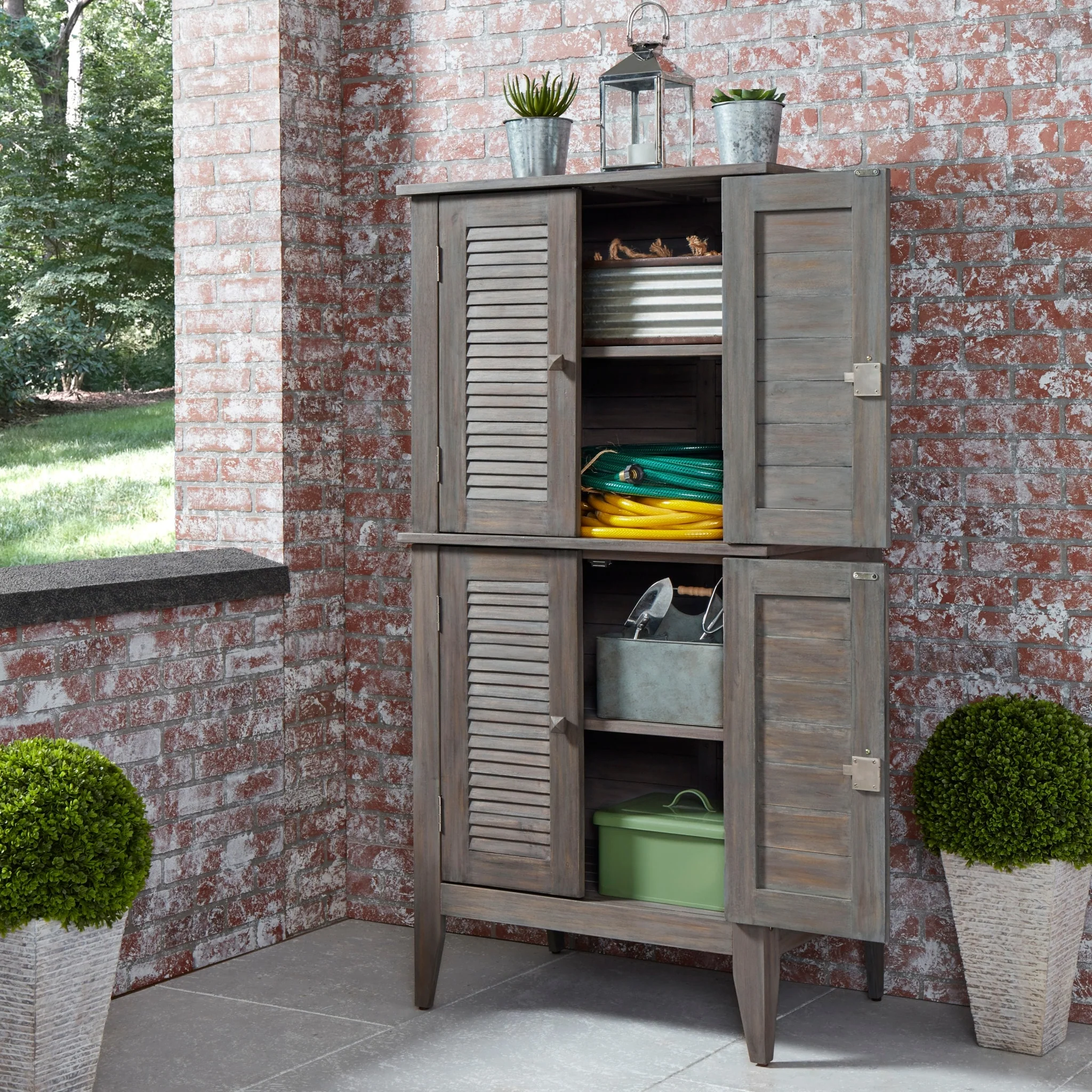 Maho Gray Wood Storage Cabinet - 32 x 64 x 22