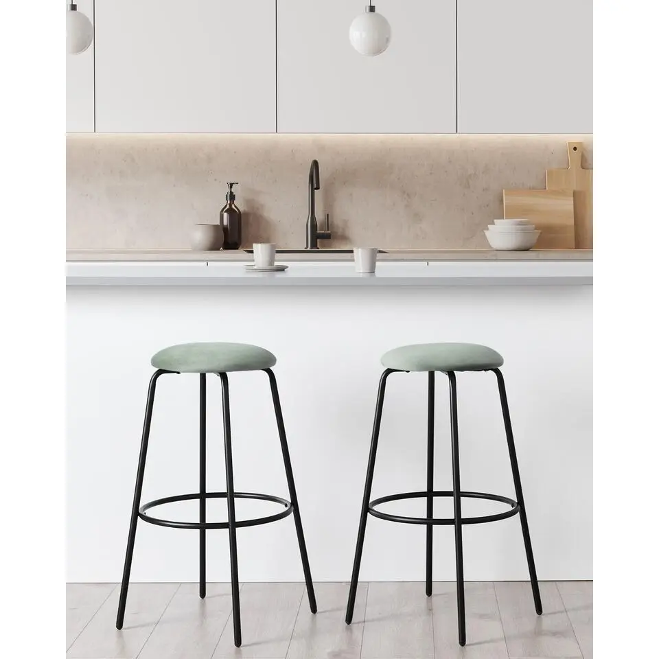 MORTON - Barkruk set van 2 - Mintgroen - Fluweel