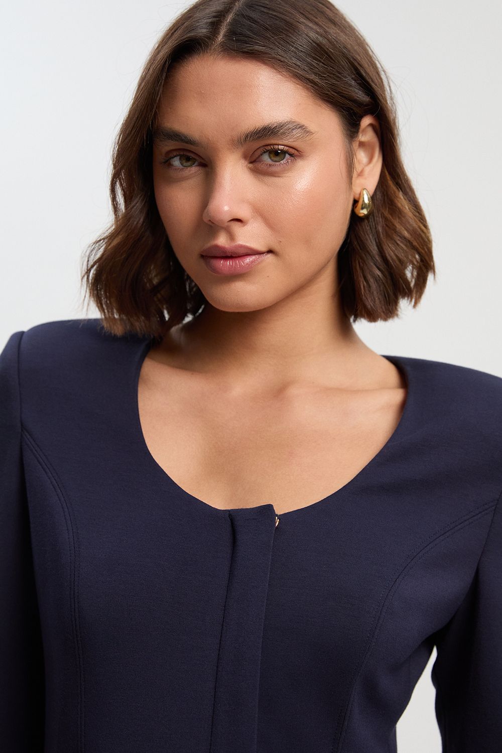 KarenMillen Scuba Scoop Neck Long Sleeve Mini Dress