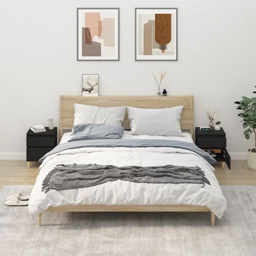 NNEVL Bedside Cabinets 2 pcs Black 40x35x50 cm