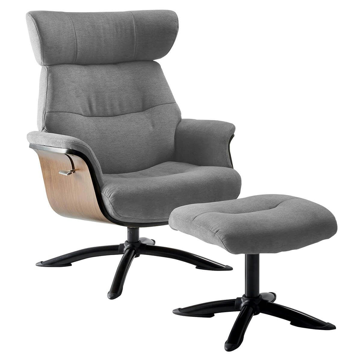 OBANOS - Fauteuil  inclinable + repose-pieds gris