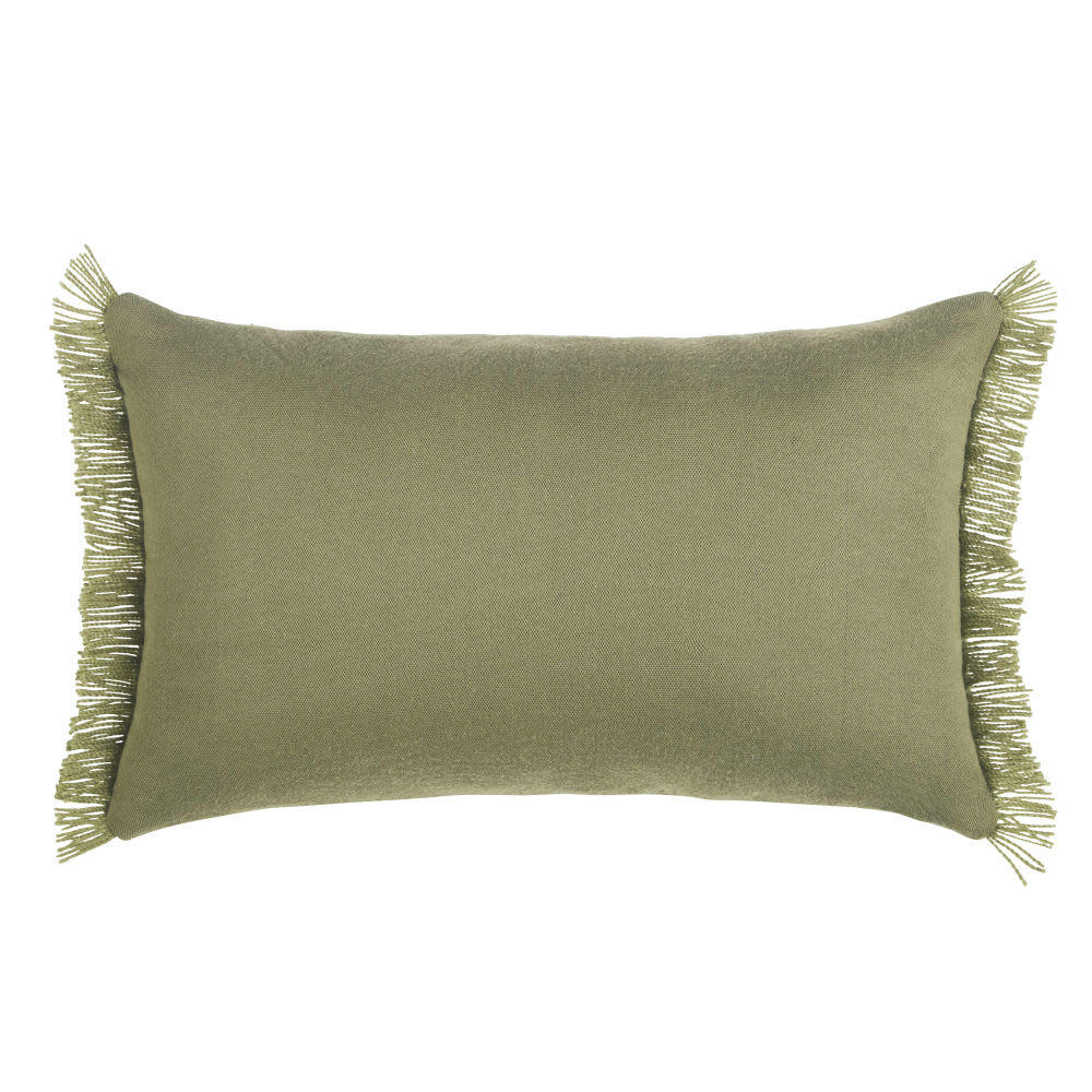 PETRA - Coussin tissé jacquard vert et écru 30x50