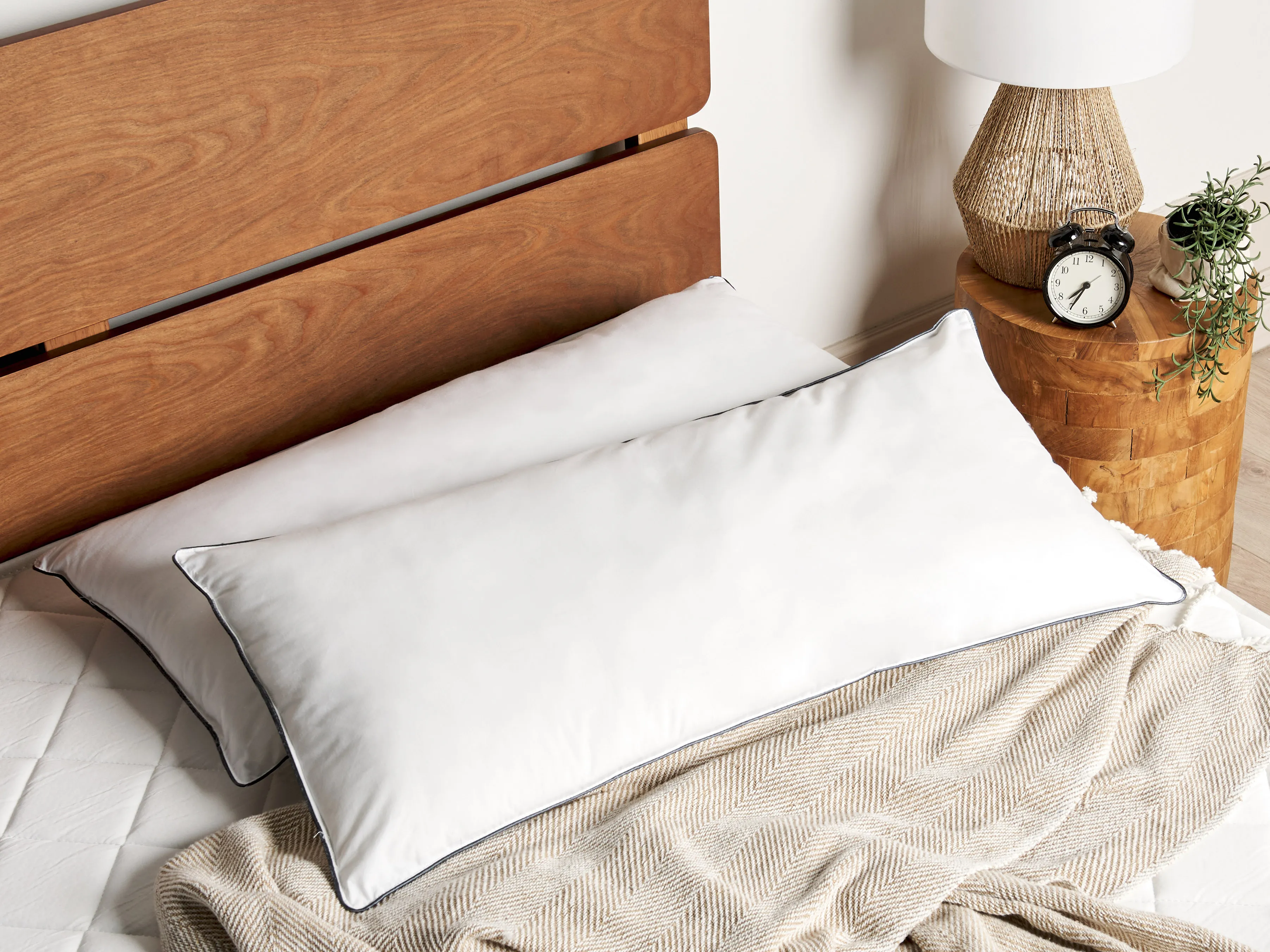 Set of 2 Bed Pillows PELISTER High Microfibre 40 x 80 cm White