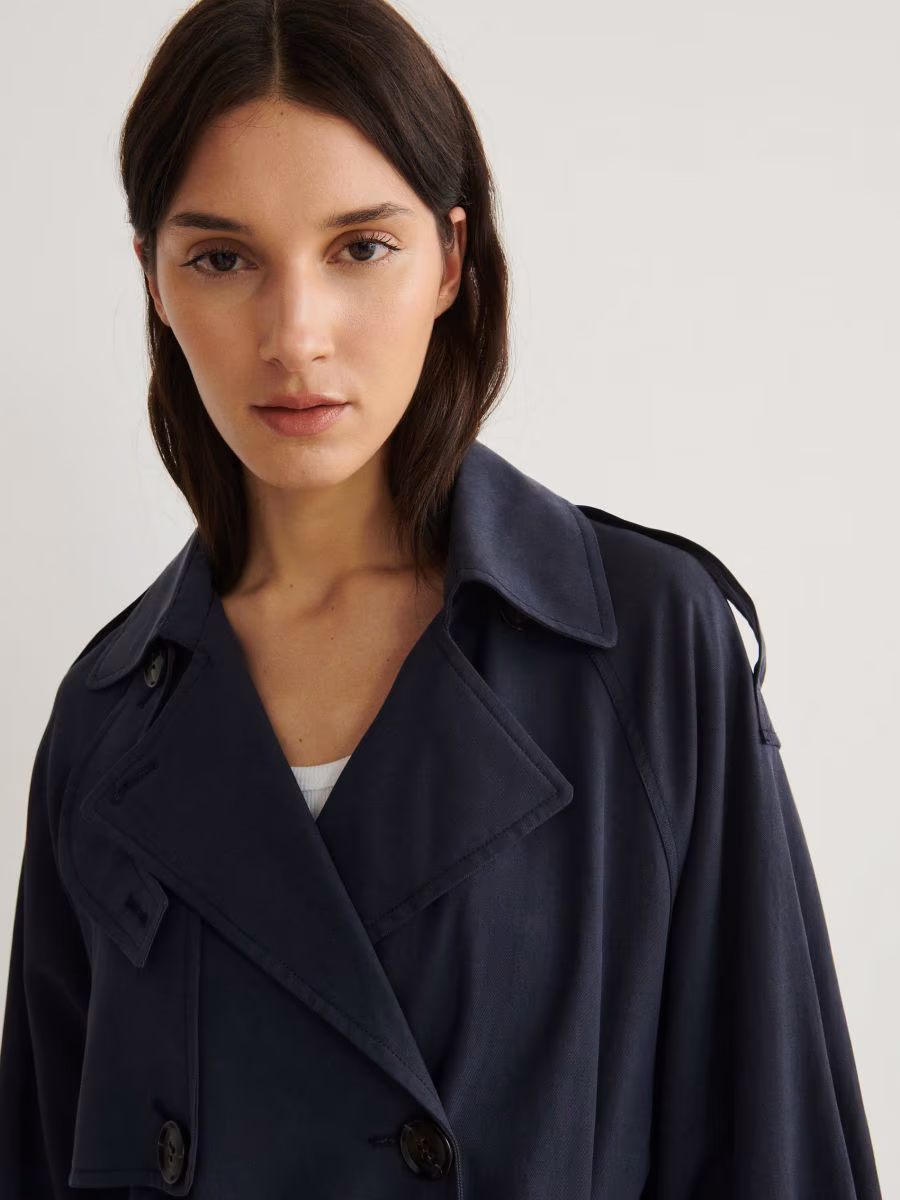 Lyocell Rich Trench Coat With Cotton Blend