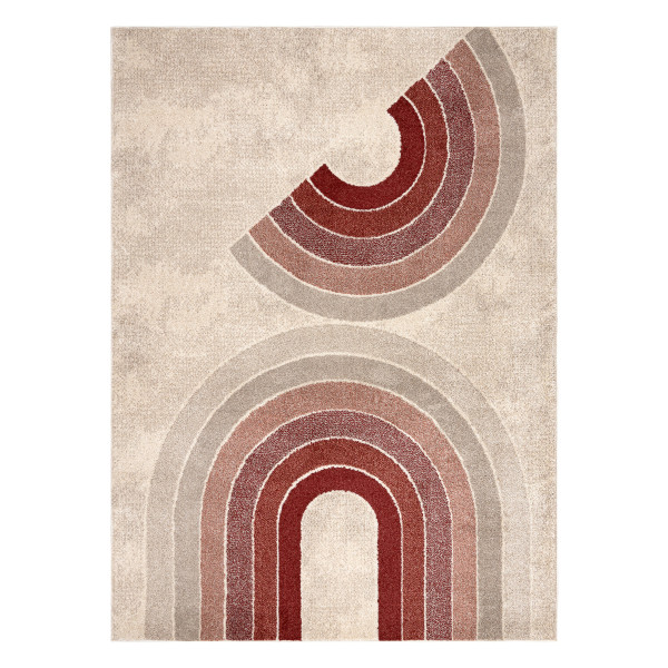 Dywan FUSION 0807 krem / bordo - Geometryczny, nowoczesny, 80x150 cm