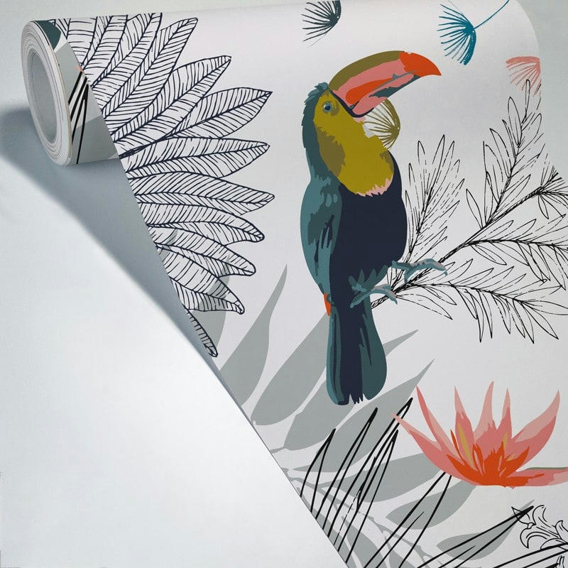 PARADISFALL - Papier Peint Panoramique L336xH270cm Multicolore Oiseaux