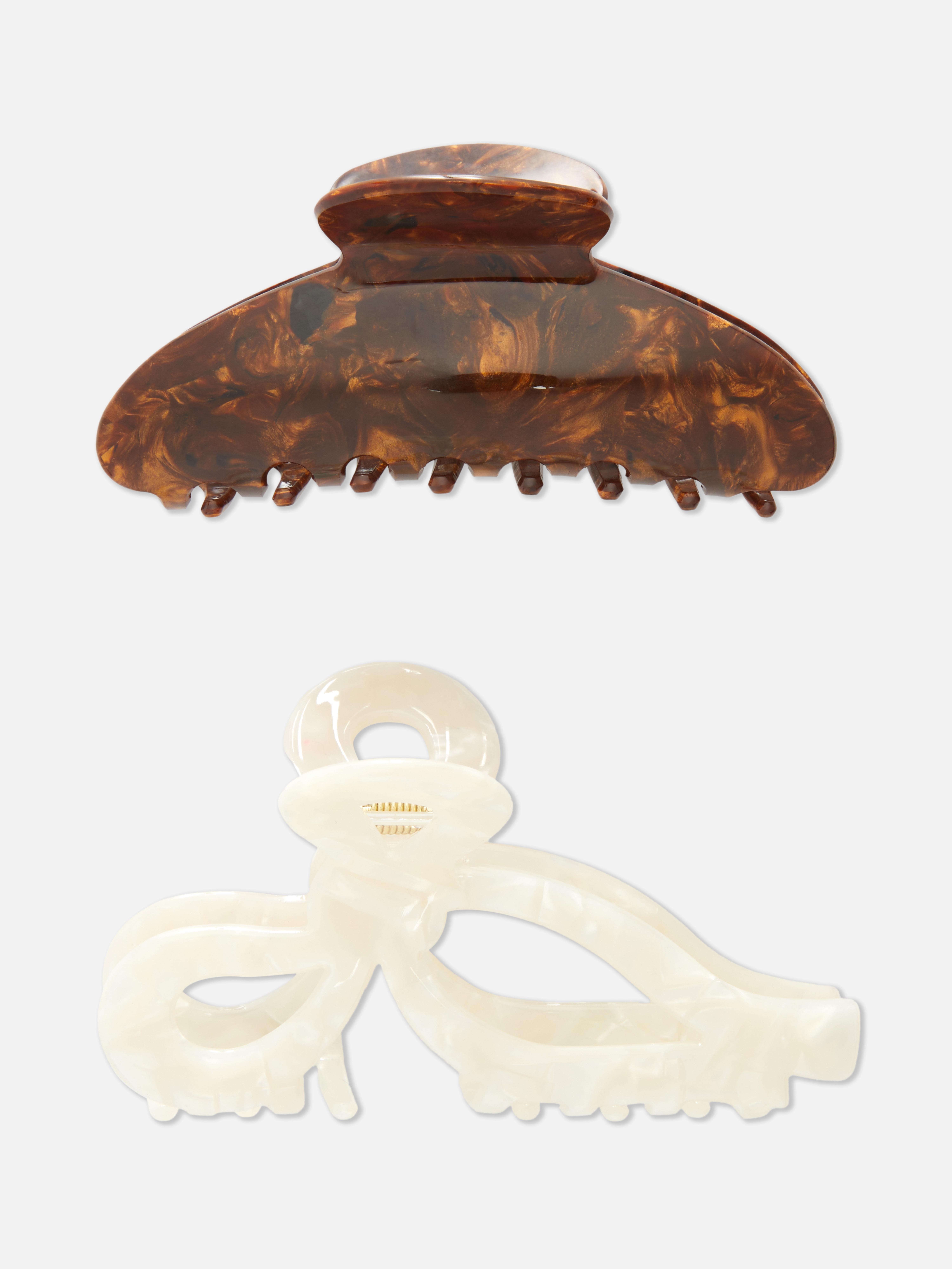 2pk Curve and Bow Bulldog Hair Clips