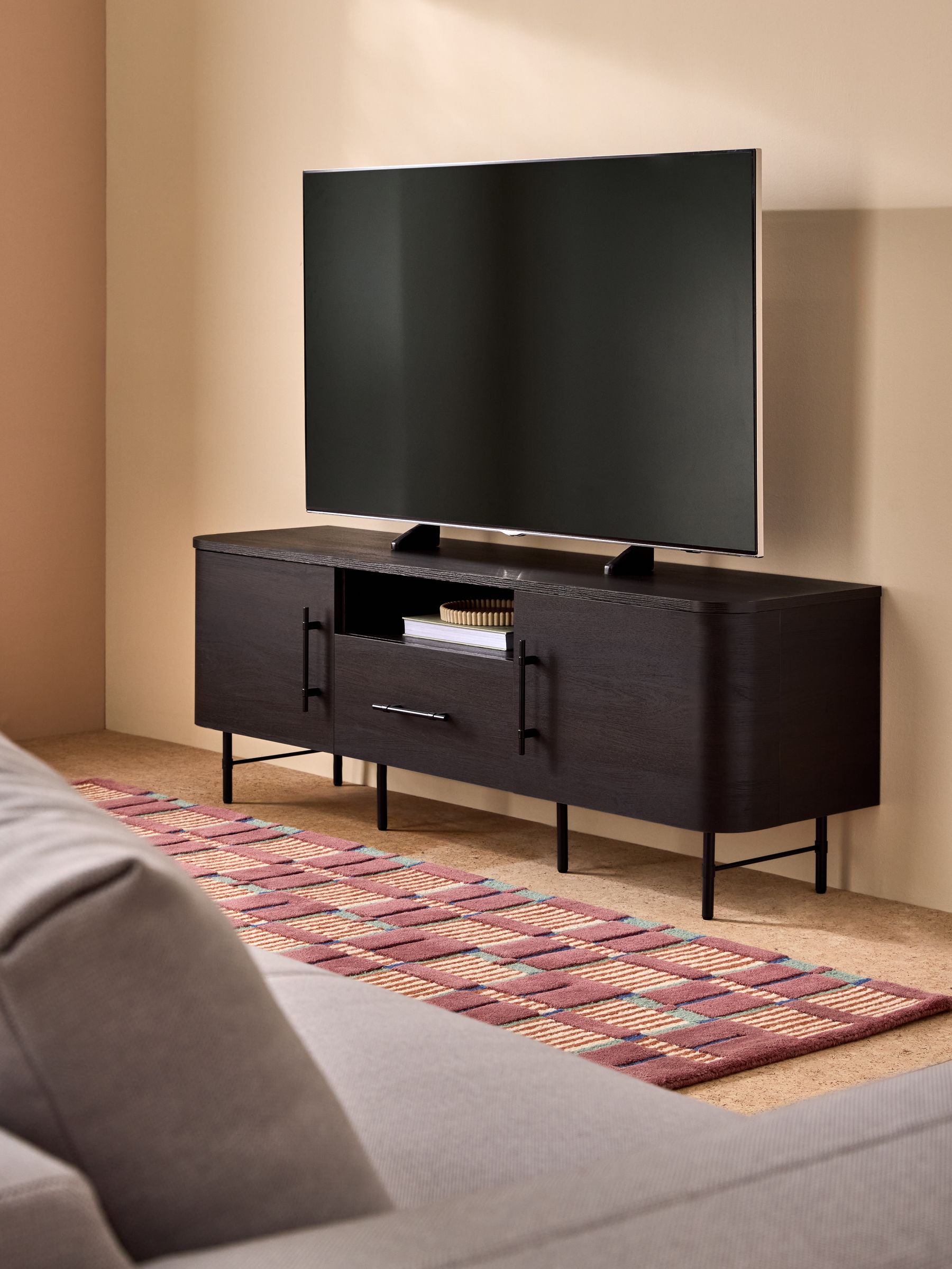 Zeke Wide Up to 58 Inch TV Unit in Dark Oak Effect